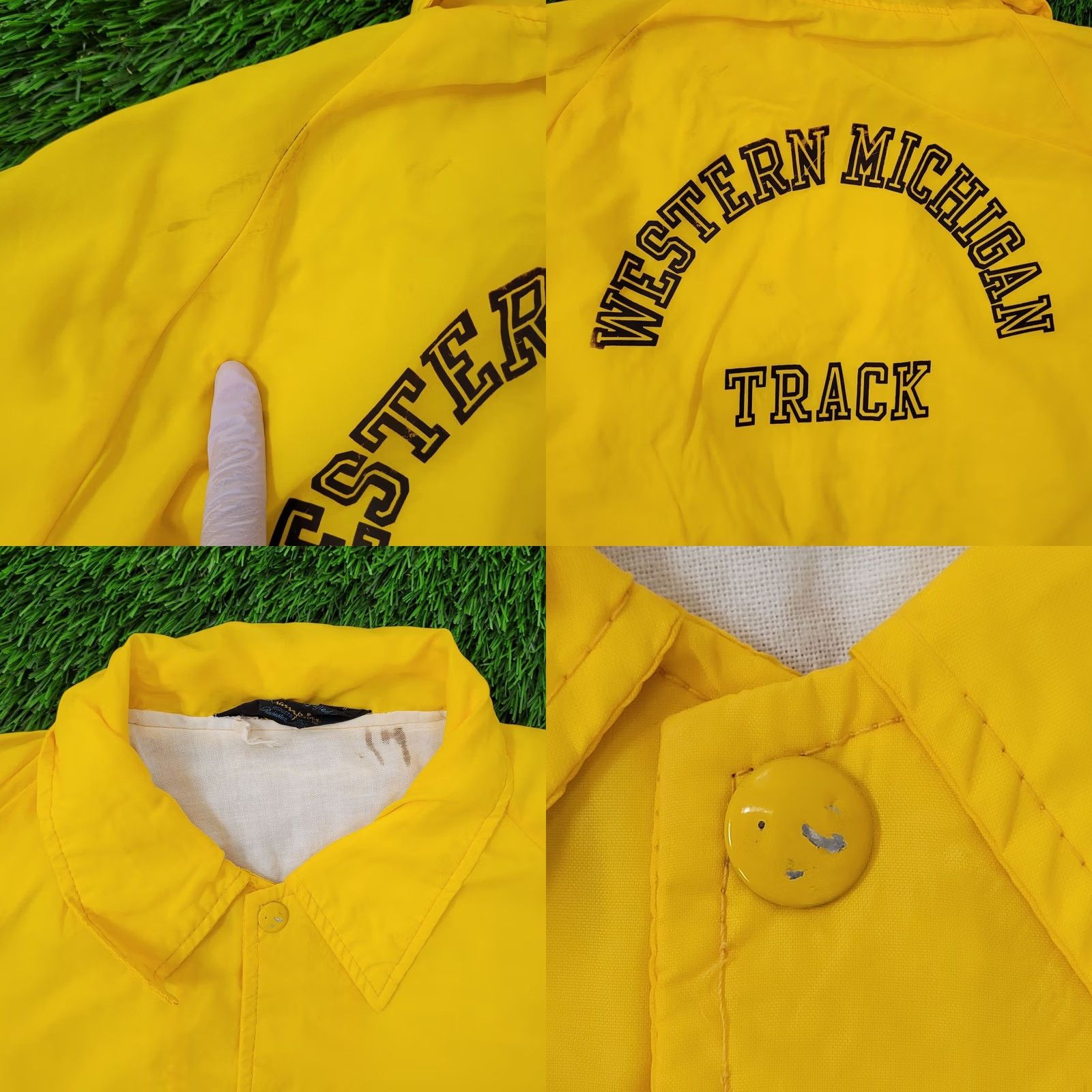 Champion VINTAGE Champion Coach Jacket XL 25x28 Western Michigan Men Jacket Coat 1950s 50s Pattern Solid Graphic Print Logo Collared Snap Size US XL / EU 56 / 4 - 9 Thumbnail