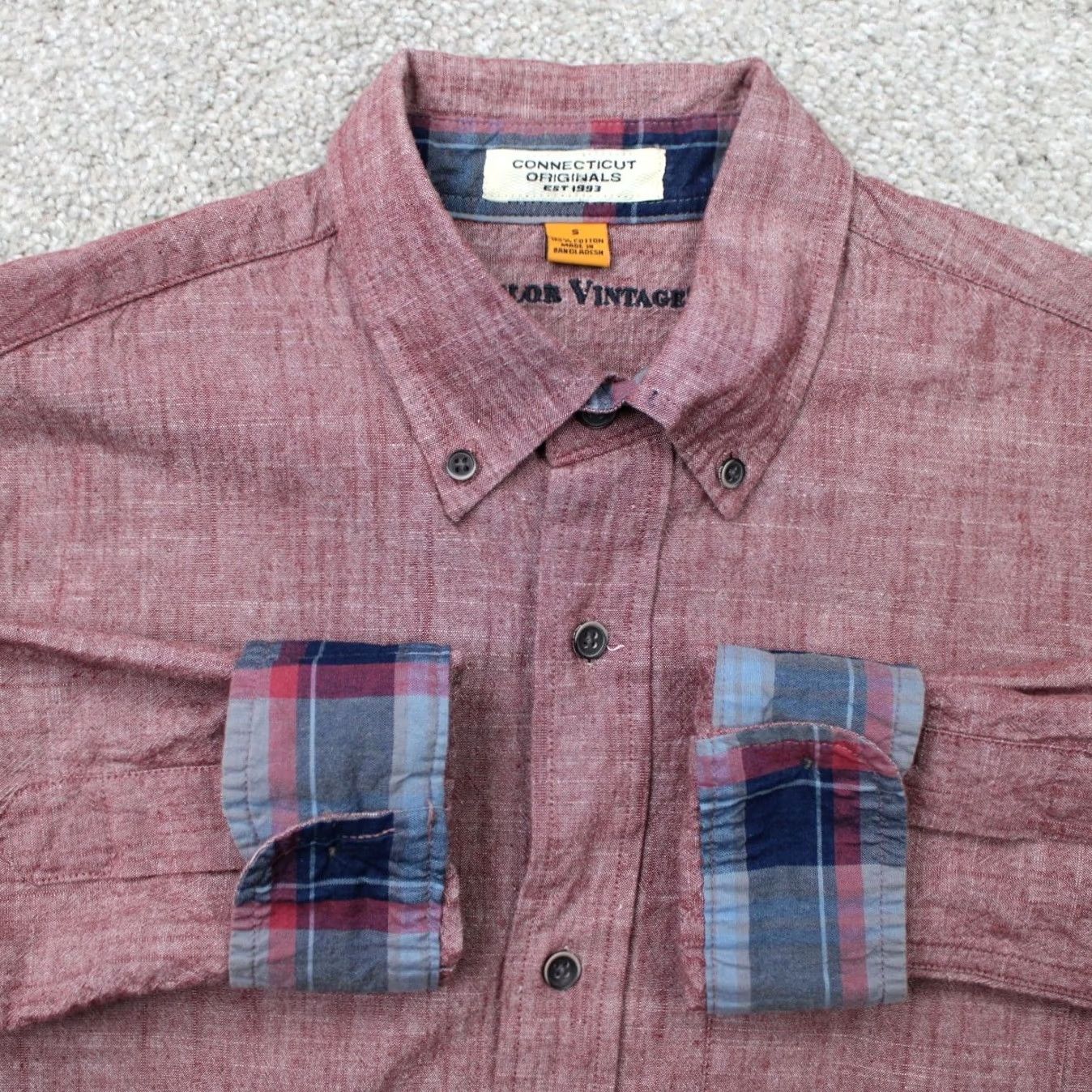 Vintage Tailor Vintage Shirt Mens Small Heather Red Flip Cuff 100% Cotton Long Sleeve Shirt Size US S / EU 44-46 / 1 - 2 Thumbnail