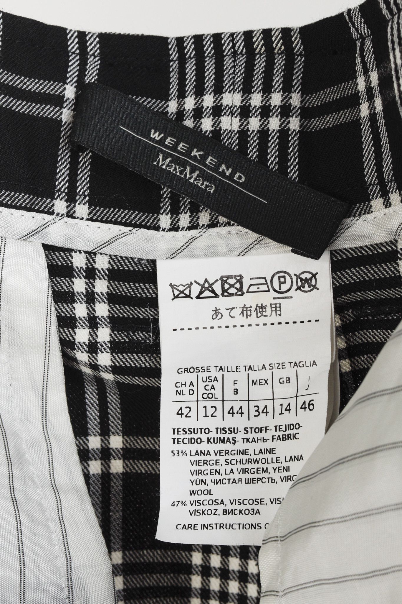 Max Mara Max Mara Weekend Black White Plaid Wide Leg Pant Size 34" / US 12 / IT 48 - 4 Thumbnail
