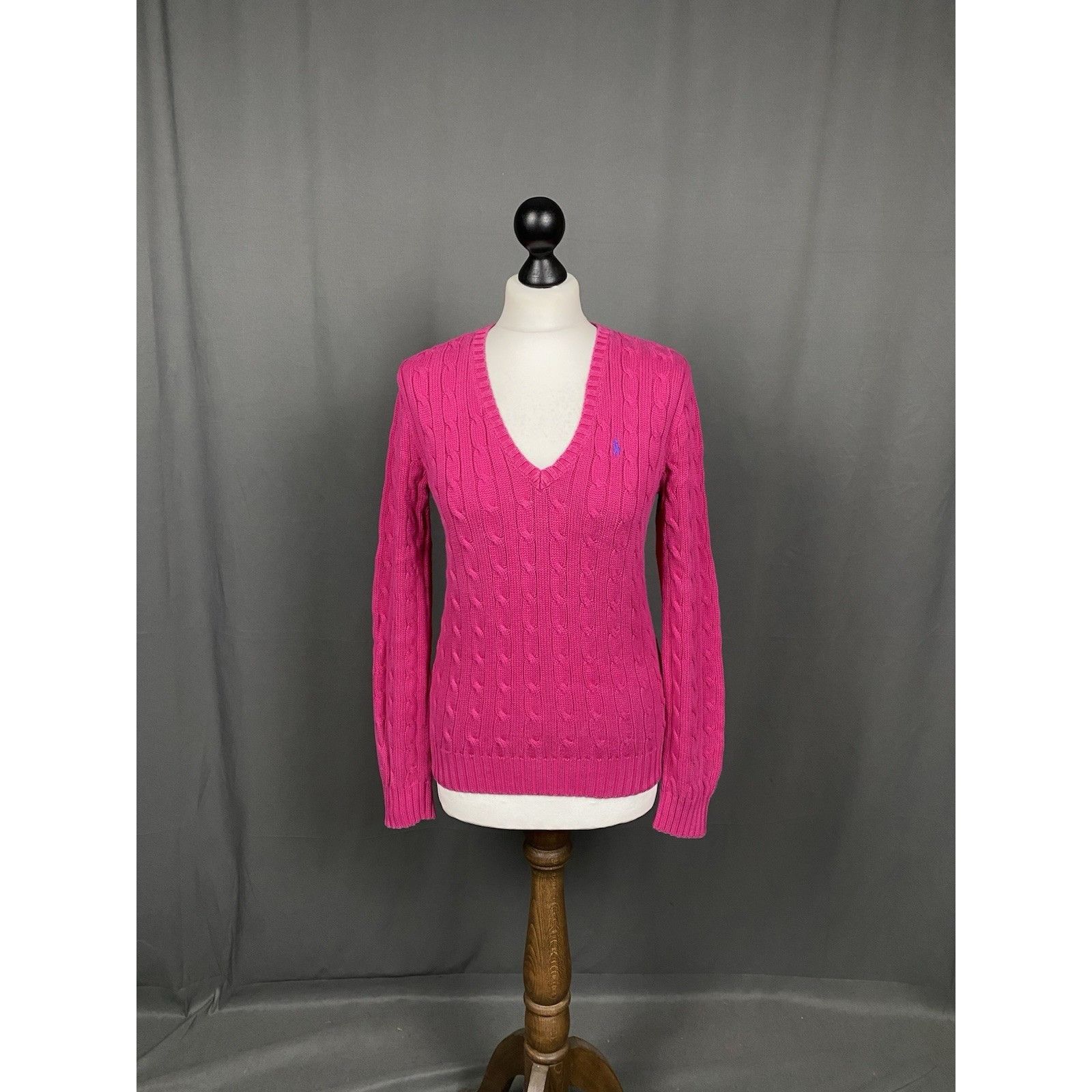 Ralph Lauren Sport Ralph Lauren Small Logo Women's Pink Cable Knitted V-Neck Sw Size M / US 6-8 / IT 42-44 - 3 Thumbnail