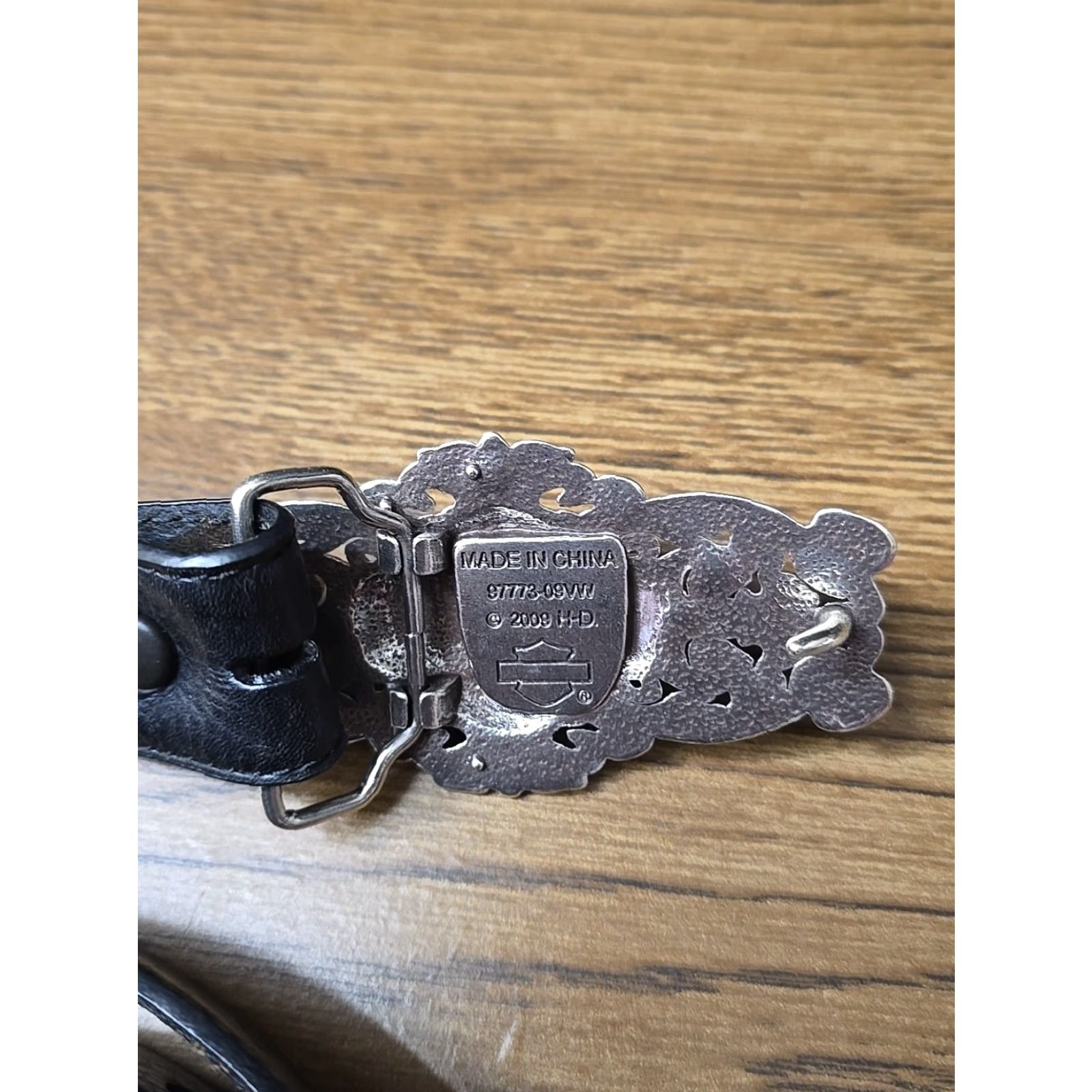 Harley-Davidson Leather Belt Women Large Black Rhinestone Buckle