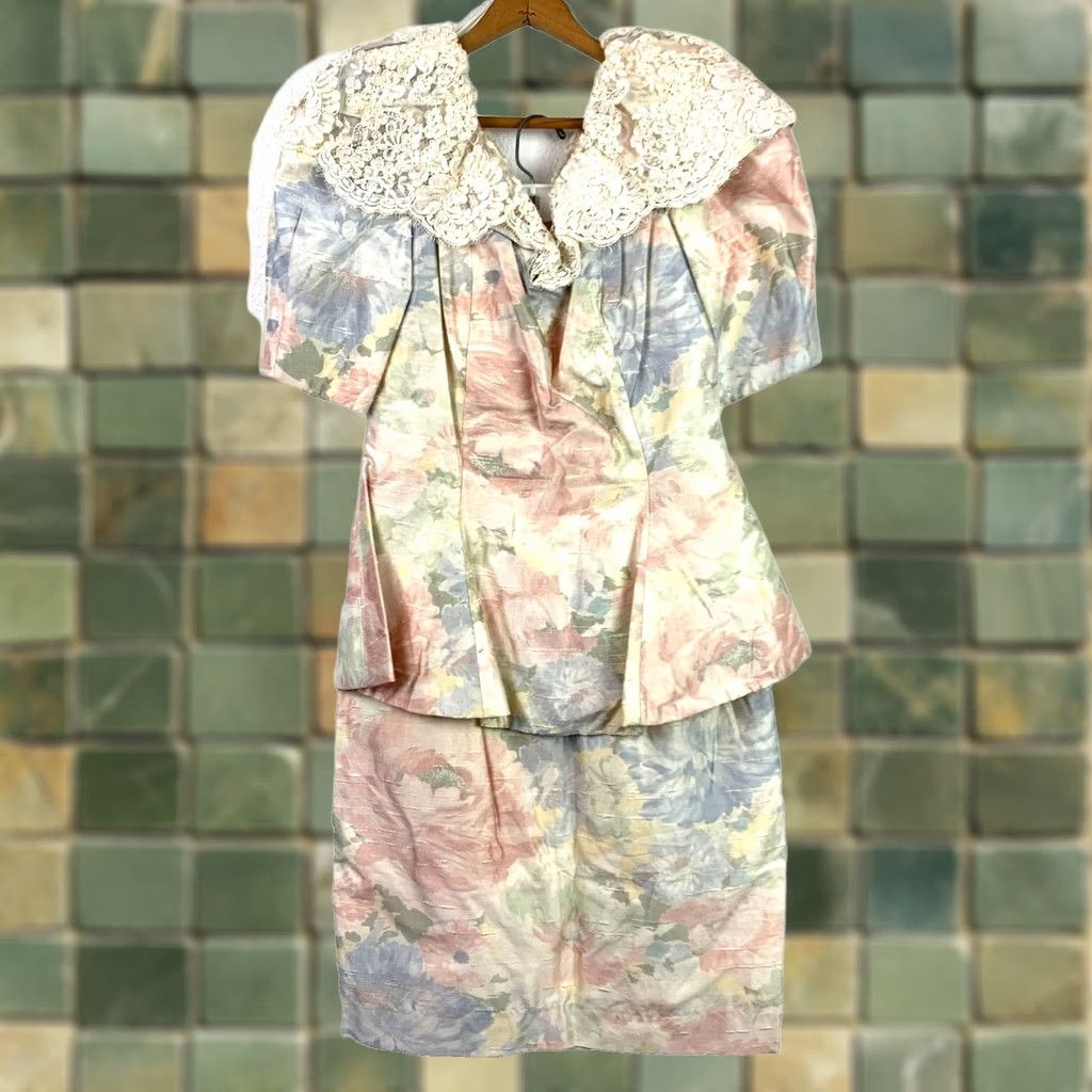 Vintage Vintage Watters & Watters Floral Cottagecore Tapestry Skirt Shirt Outfit Set 8 Size M / US 6-8 / IT 42-44 - 1 Thumbnail