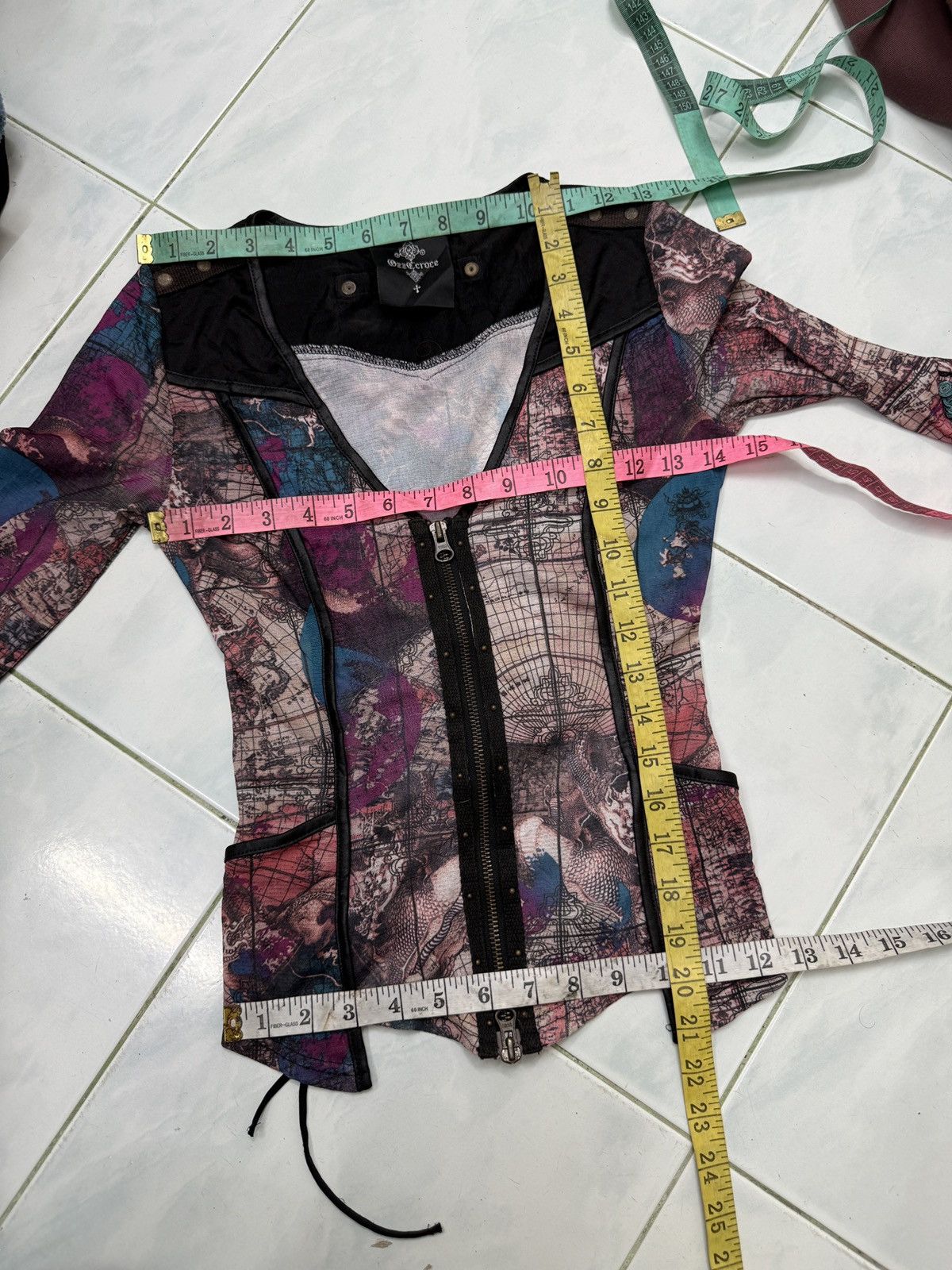 14th Addiction 🔥🔥🔥ARCHIVE OZZ CROCE ZIP UP GOTHIC BLOUSE Size S / US 4 / IT 40 - 12 Thumbnail