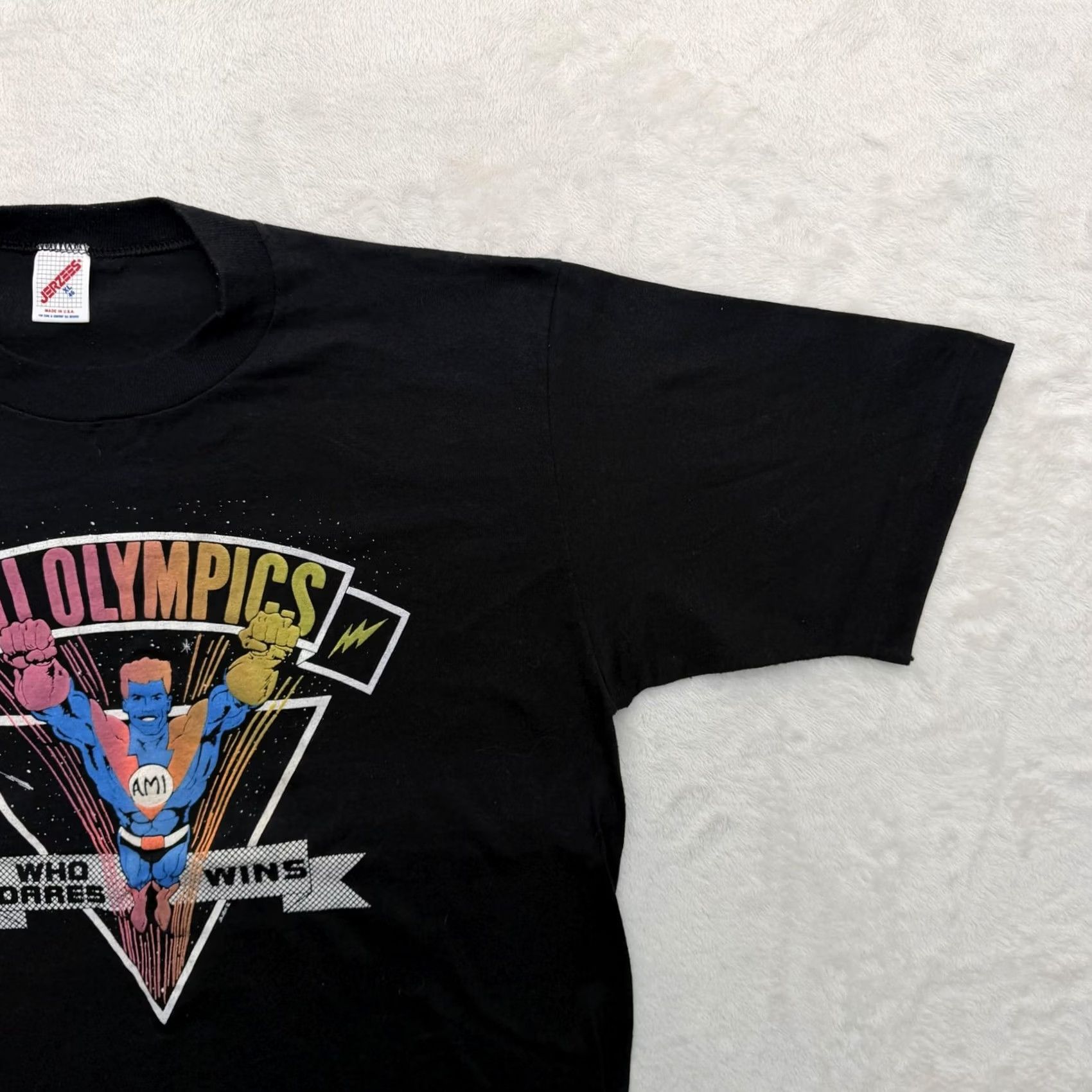 Jerzees VINTAGE AMI Olympics Shirt Mens XL Black Jerzees Who Dares Wins 80s Graphic Tee Size US XL / EU 56 / 4 - 5 Thumbnail