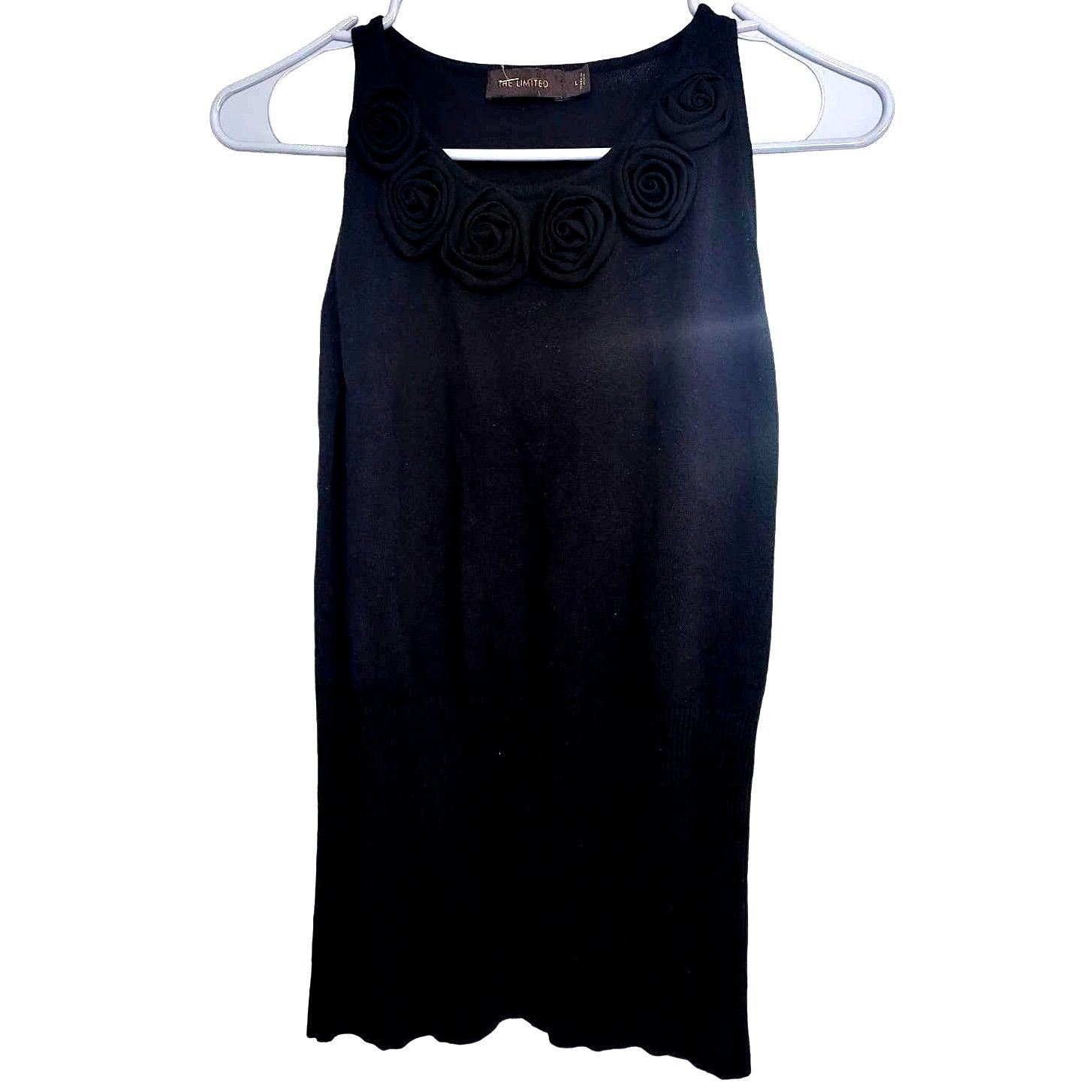 Other The Limited Black Tank Top with Flower Detail at Neck -Large Size L / US 10 / IT 46 - 1 Thumbnail