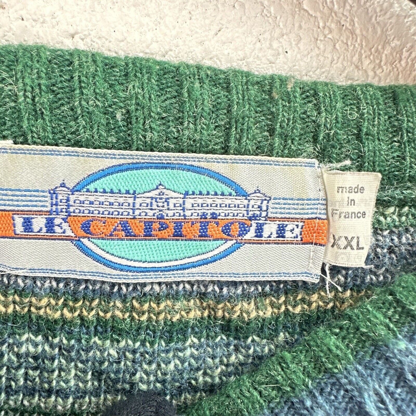 Vintage Le Capitole Wool Turtleneck Sweater Adult XXL Green/blue Size US XXL / EU 58 / 5 - 3 Thumbnail