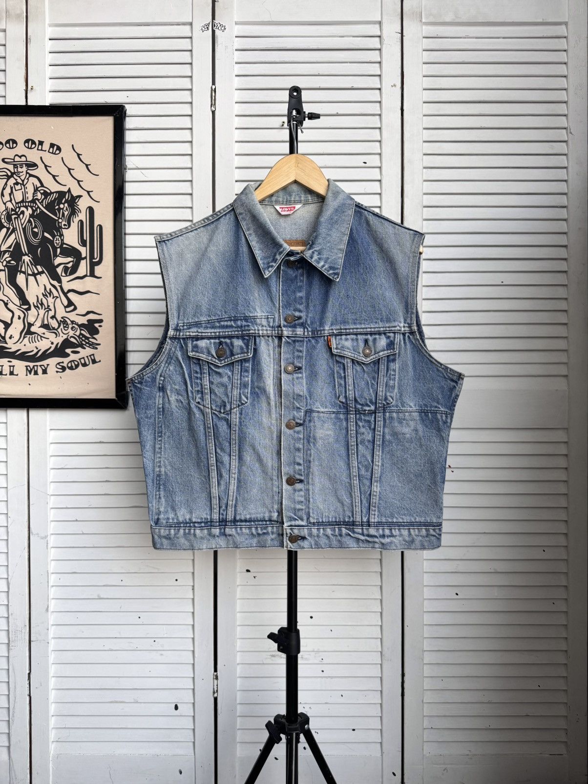 Levi's Vintage Clothing Levis Vintage 80s Orange Tab Denim VestTrucker Jacket Size US L / EU 52-54 / 3 - 1 Thumbnail