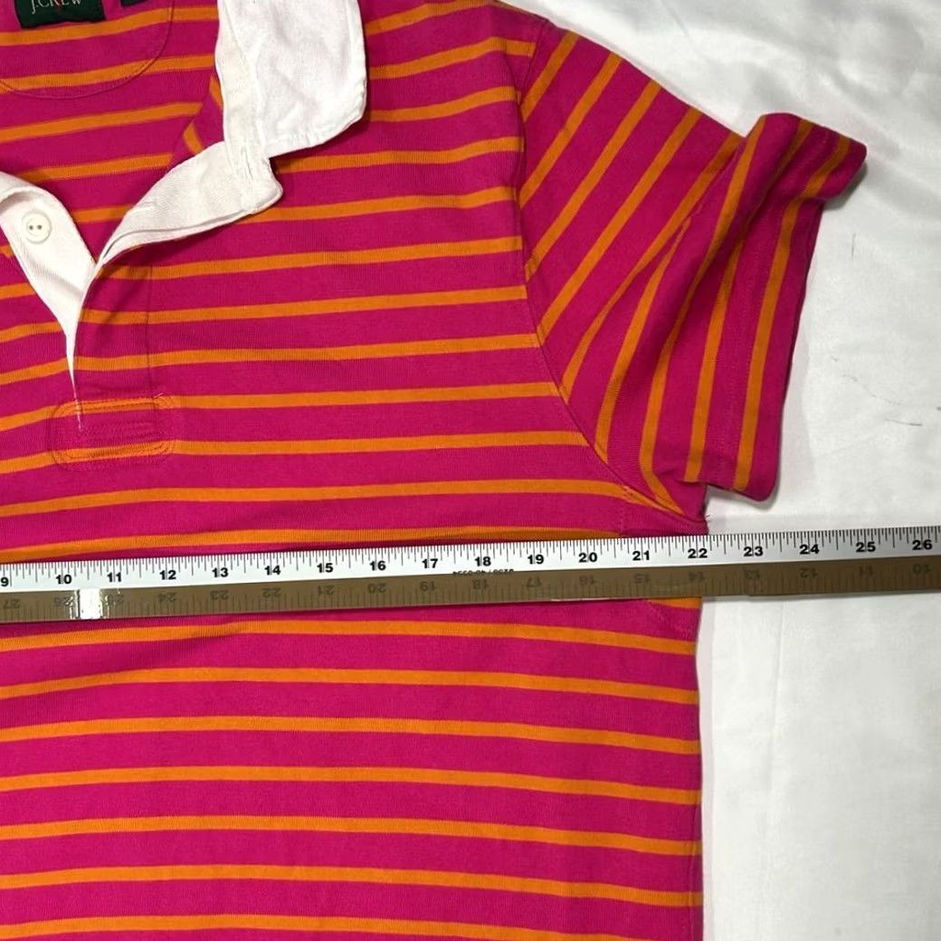 Vintage EUC J Crew Rugby Striped Pink Orange Polo Shirt Short Sleeve Mens Large Size US L / EU 52-54 / 3 - 6 Thumbnail