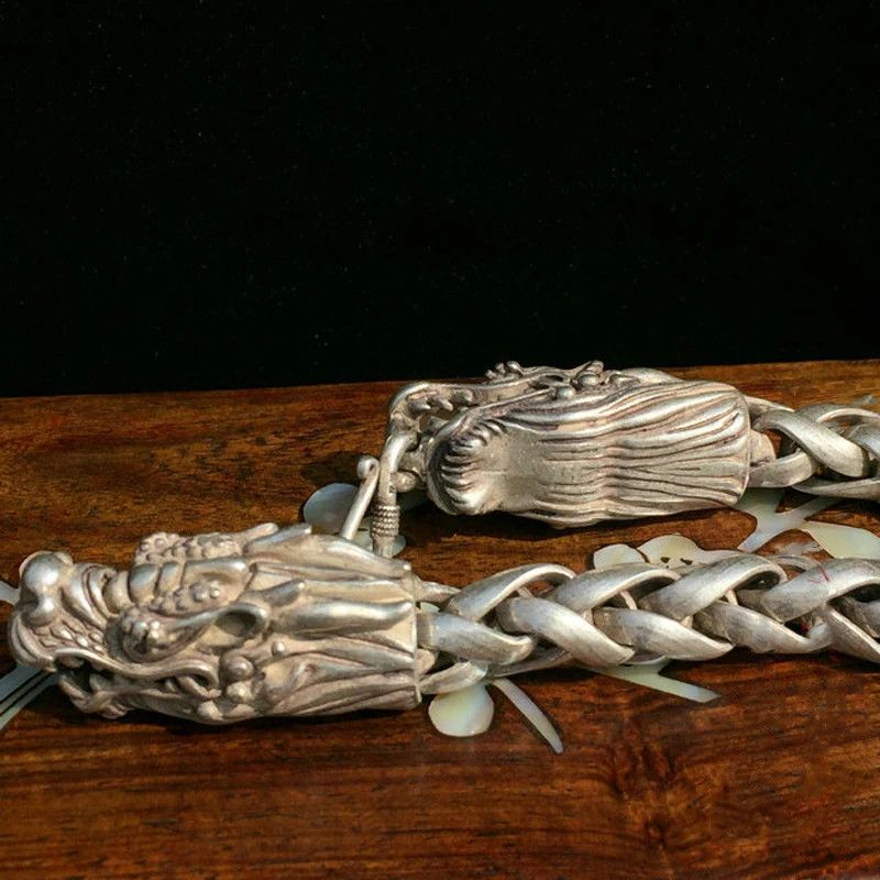 Jewelry Exquisite Chinese Rare Tibetan Handwork Dragon Bracelet Size ONE SIZE - 4 Thumbnail