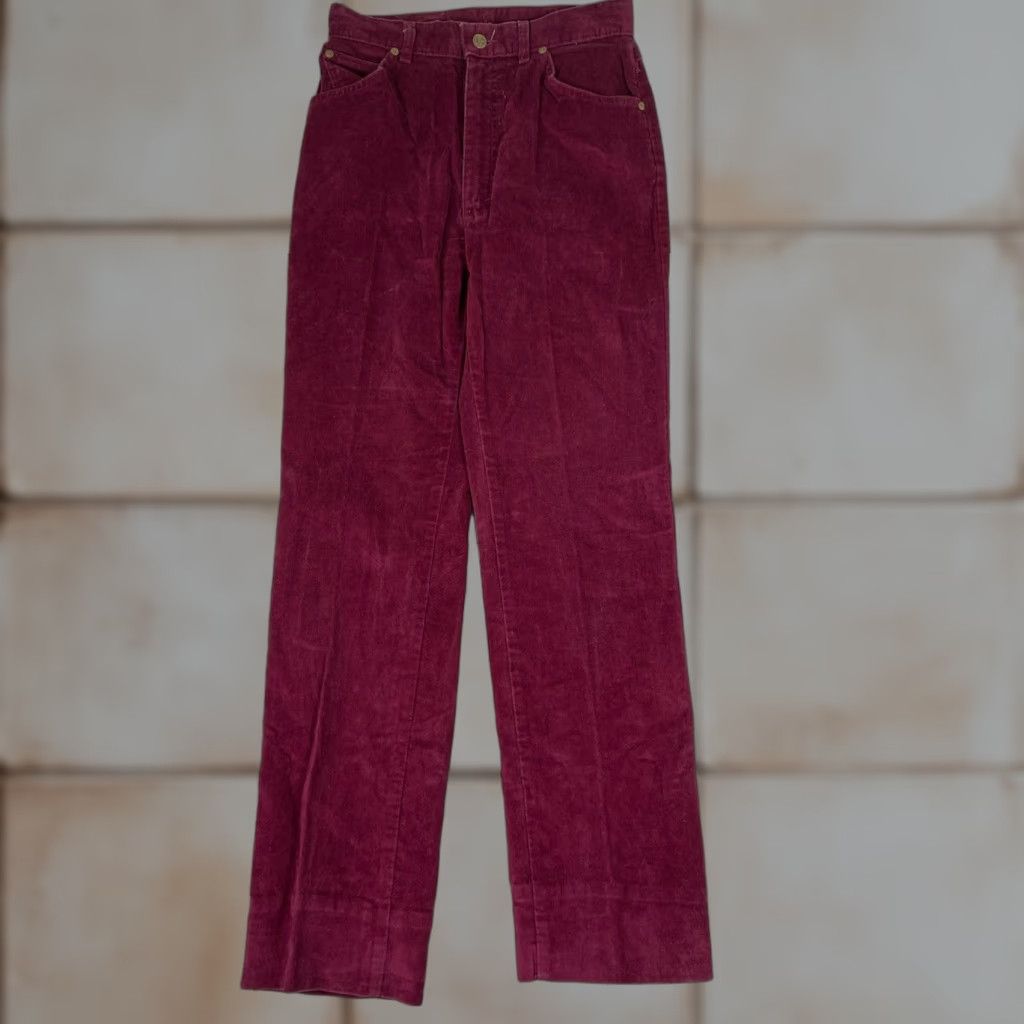 Lee Lee Corduroy Pants Womens 11 Burgundy High Waisted Straight Leg Vintage 90s USA Size 32" / US 10 / IT 46 - 1 Thumbnail