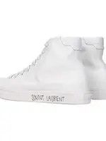 Saint Laurent Paris oc11z1225 606075 Malibu Canvas Leather Mid Top Sneakers Size US 12.5 / EU 45-46 - 4 Thumbnail