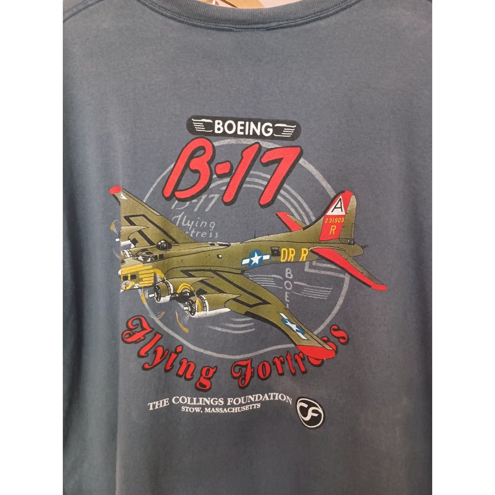 Anvil VINTAGE Collings Foundation Mass. Boeing B17 Aviation T-Shirt 2XL Men Blue Shirt Size US XXL / EU 58 / 5 - 3 Thumbnail