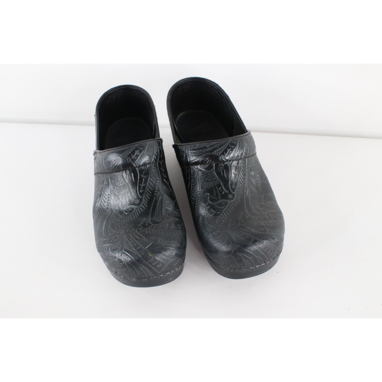 Dansko Dansko Flower Leather Slip On Clogs Mules Shoes Size US 9.5 / IT 39.5 - 2 Thumbnail