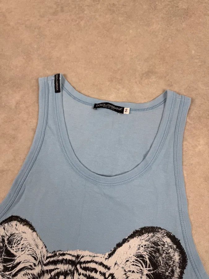 Dolce & Gabbana FW2004 Dolce & Gabbana White Tiger Baby Blue Tank Top Size US M / EU 48-50 / 2 - 7 Thumbnail