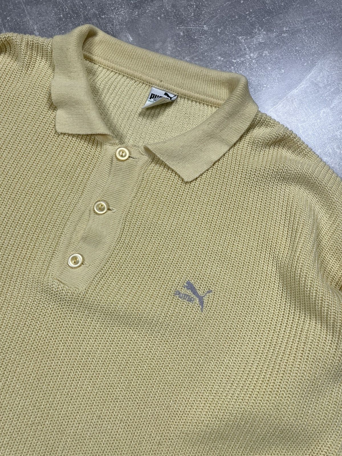 Puma × Vintage Puma Vintage Classic Logo Yellow Waffle Knitted Sweater Size US XXL / EU 58 / 5 - 3 Thumbnail