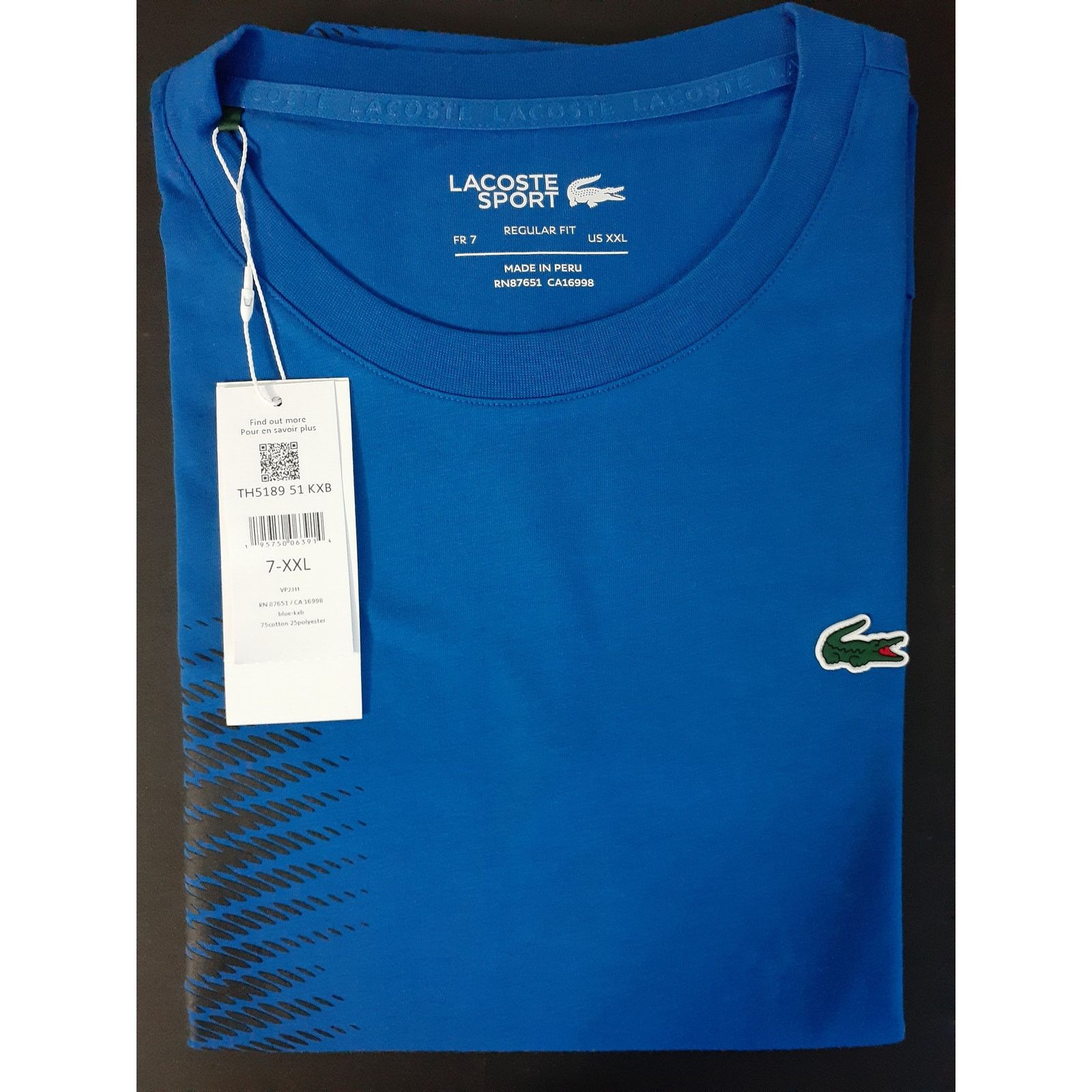 Lacoste Lacoste Mens Sport Roland Garros Edition Chunky Jersey Tee Size US XXL / EU 58 / 5 - 2 Thumbnail