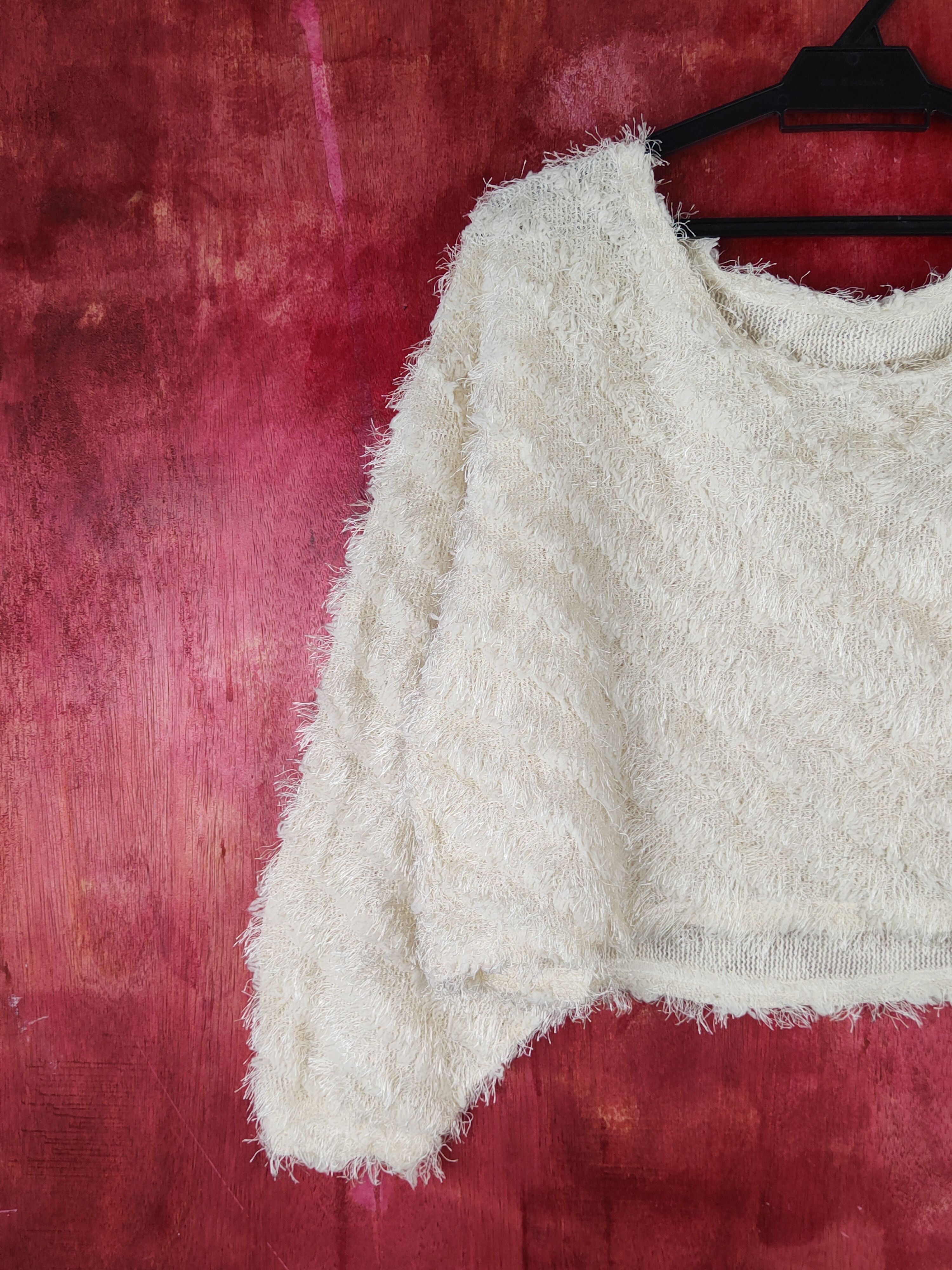 Homespun Knitwear Anzu Cream Shag Shaggy Fur Mohair Knitwear #S1887 Size M / US 6-8 / IT 42-44 - 3 Thumbnail