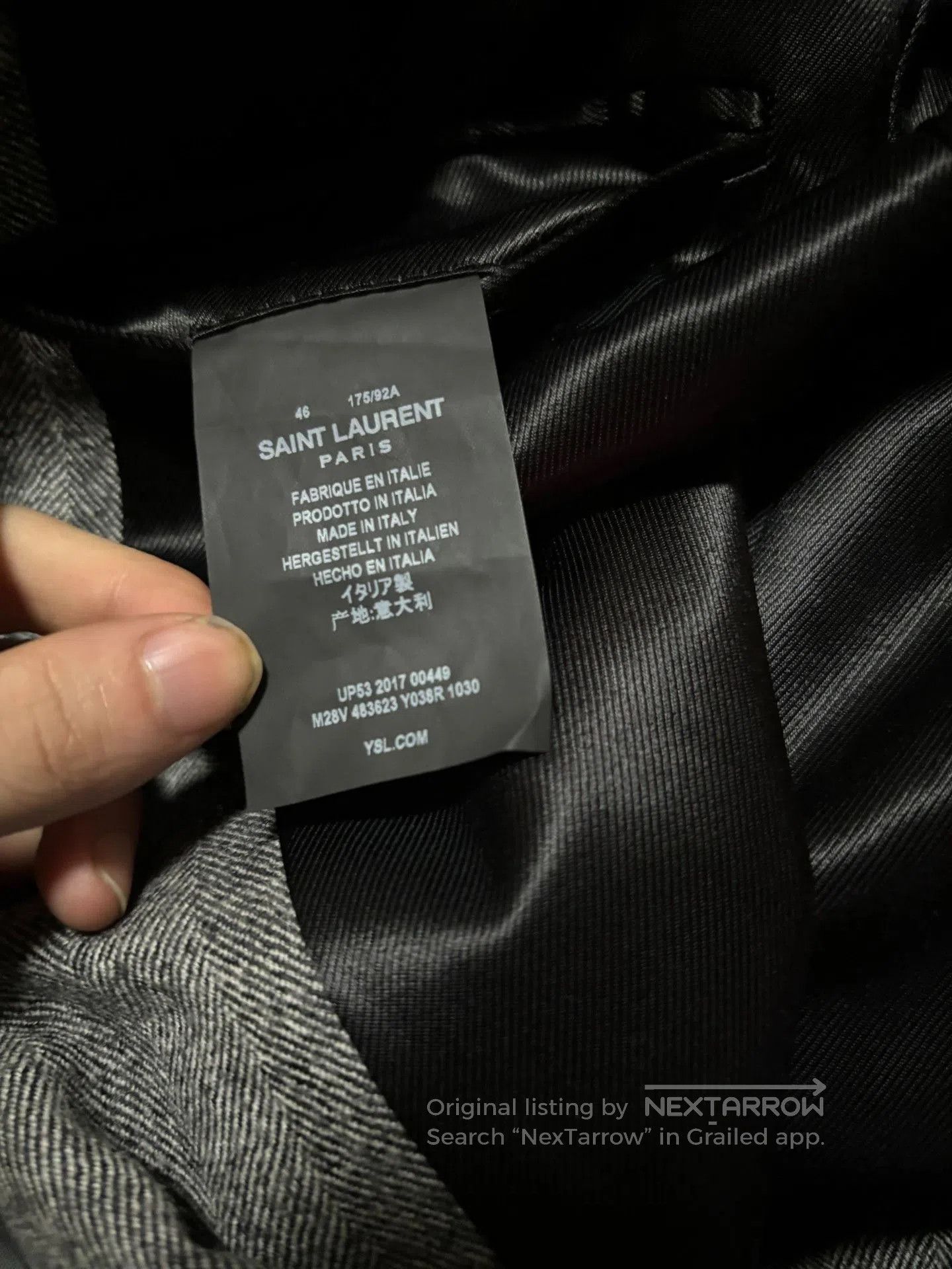 Saint Laurent Paris Saint Laurent 2017FW Herringbone Peak Lapel Coat. Size US S / EU 44-46 / 1 - 6 Thumbnail