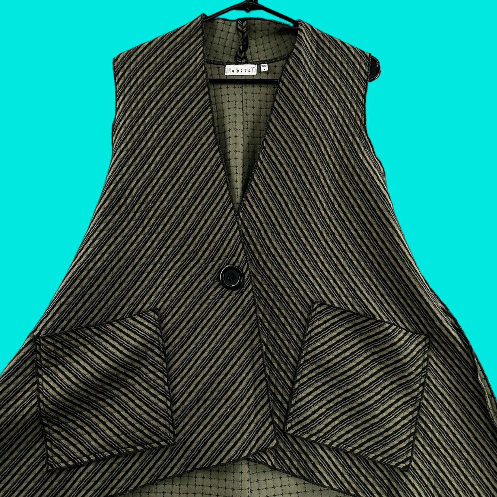 Habitat Habitat Vest Womens Green Size S Pockets Button Front Striped Size S / US 4 / IT 40 - 1 Thumbnail
