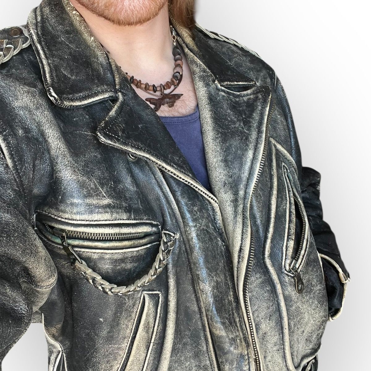 Vintage Vintage 90s 2BU Distressed Leather Biker Jacket Large Size US L / EU 52-54 / 3 - 6 Thumbnail