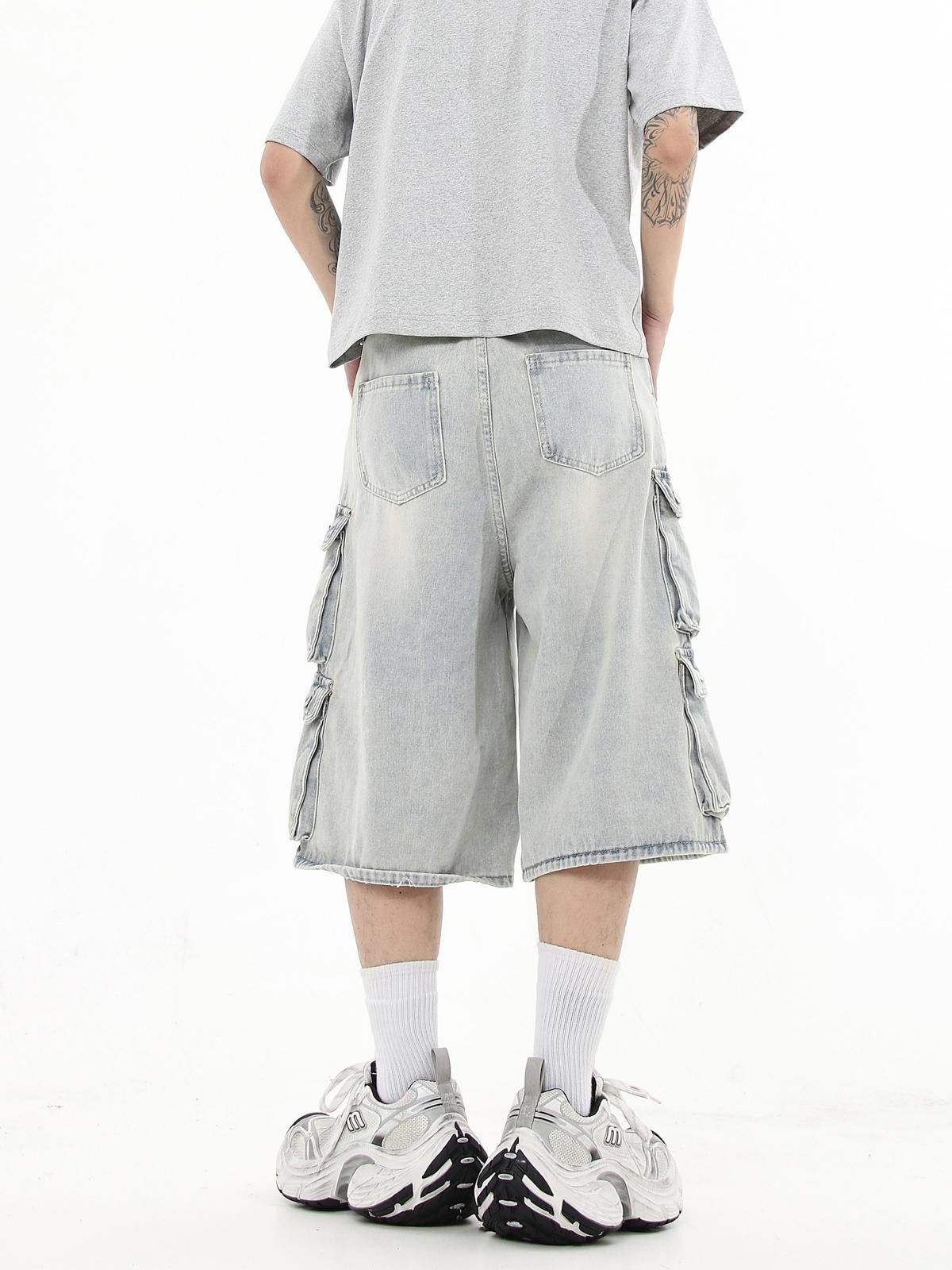 Japanese Brand Multi Pocket Cargo Jorts, Baggy Denim Shorts Size US 30 / EU 46 - 4 Thumbnail