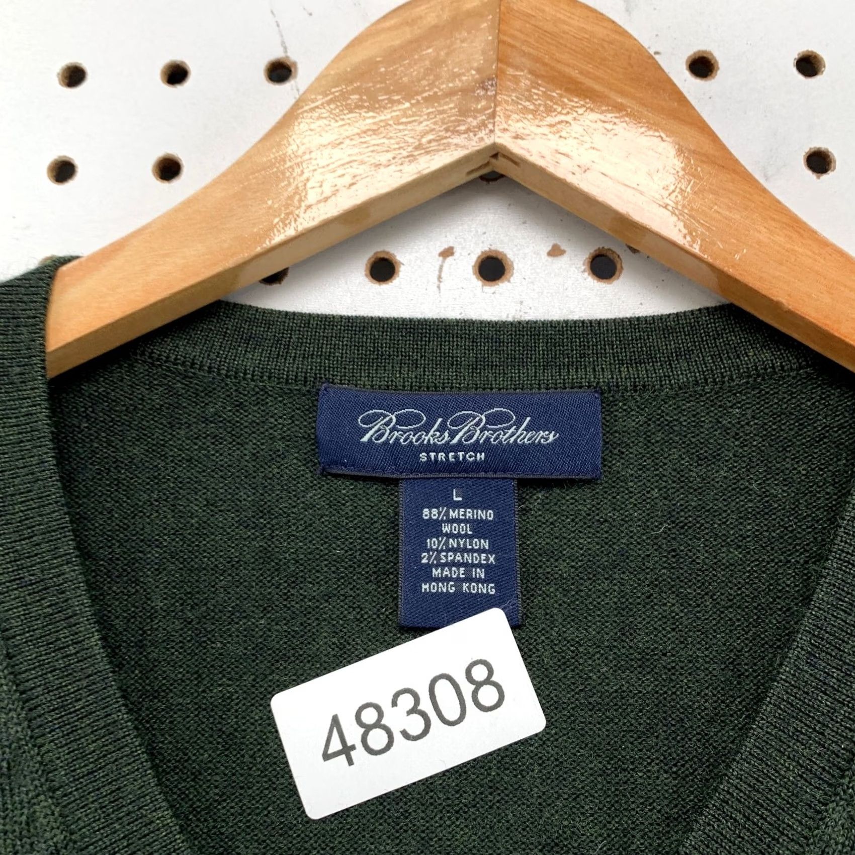 Brooks Brothers Brooks Brothers Merino Wool Sweater Mens Large Green Stretch V Neck Lightweight Pullover Knit Casual Wool Size US L / EU 52-54 / 3 - 3 Thumbnail