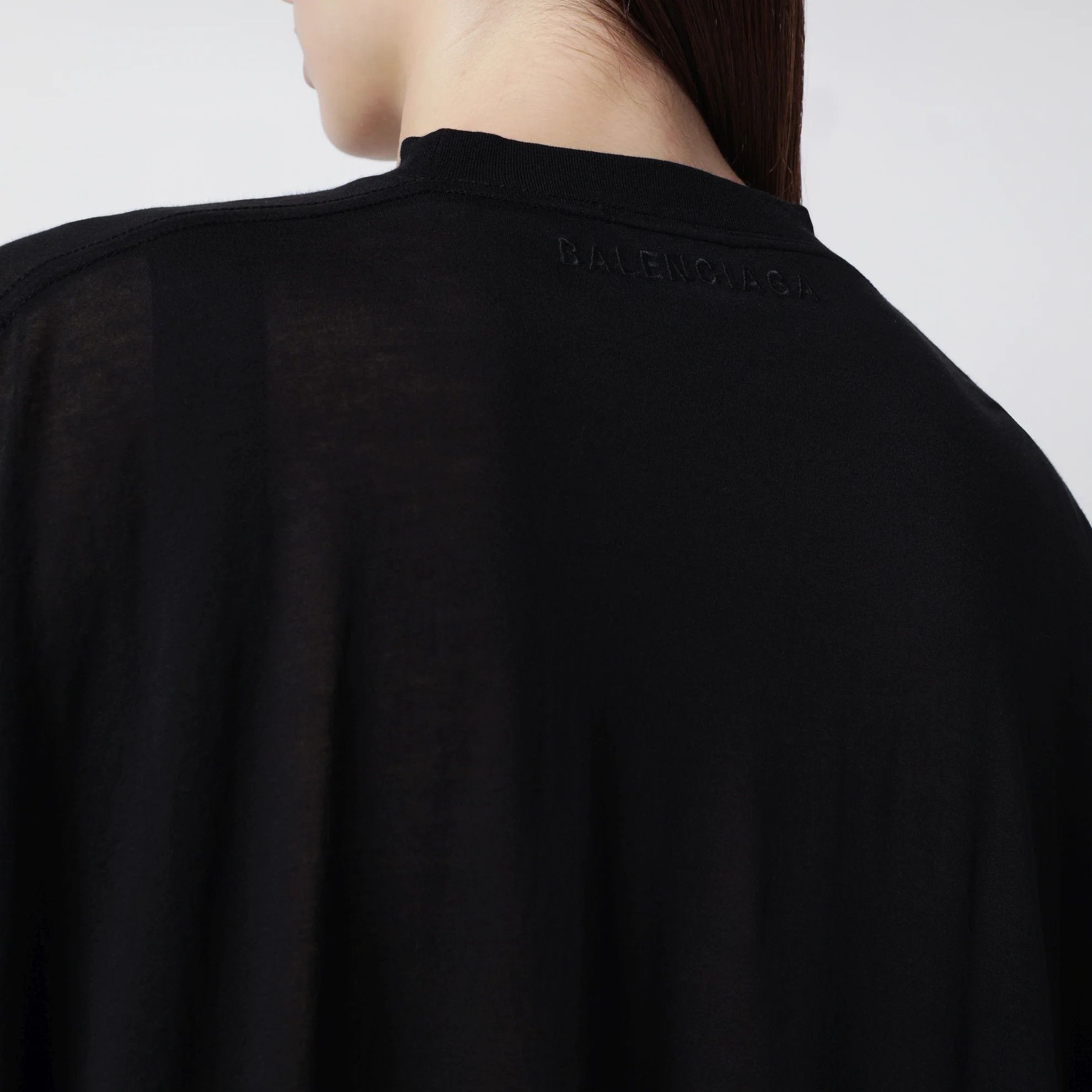 Balenciaga o1d2blof0426 Maxi Train T-Shirt Cotton Jersey in Black Size S / US 4 / IT 40 - 4 Thumbnail