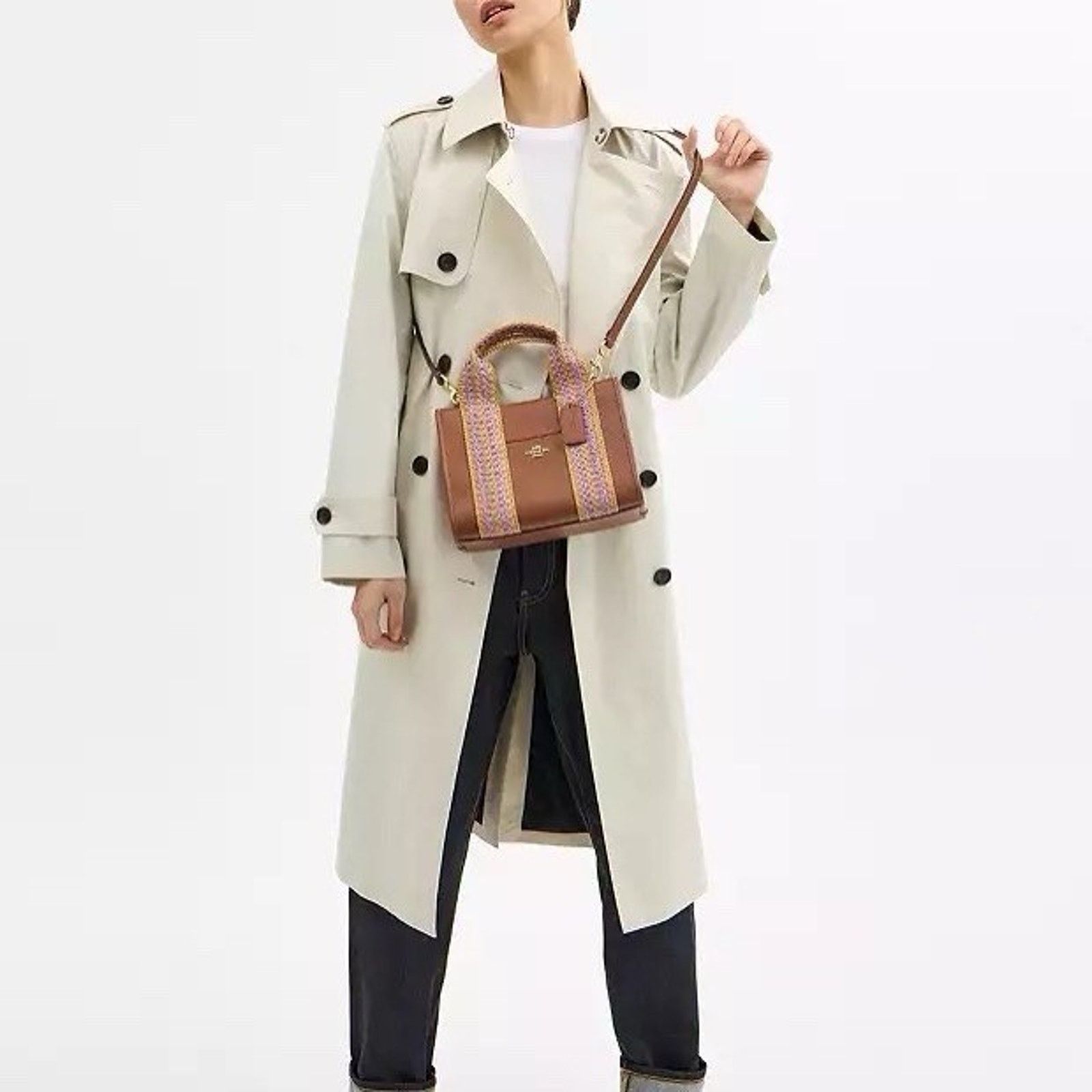 Coach NWT Coach Smith Tote Bag 24 CBG91 Straw Leather Redwood Size ONE SIZE - 7 Thumbnail