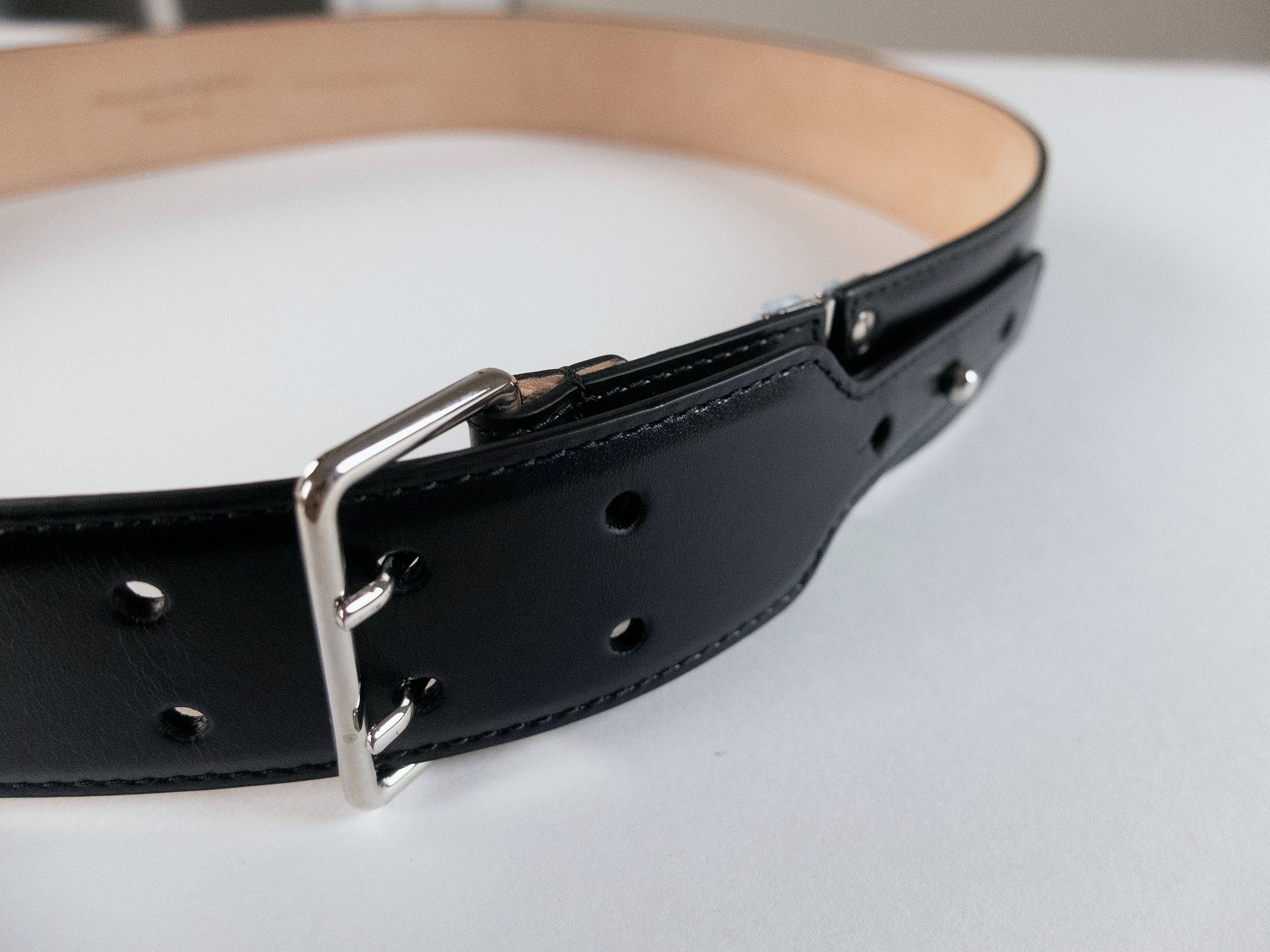 Alexander McQueen ALEXANDER MCQUEEN black leather military belt Size 90 q Size 34 - 4 Thumbnail
