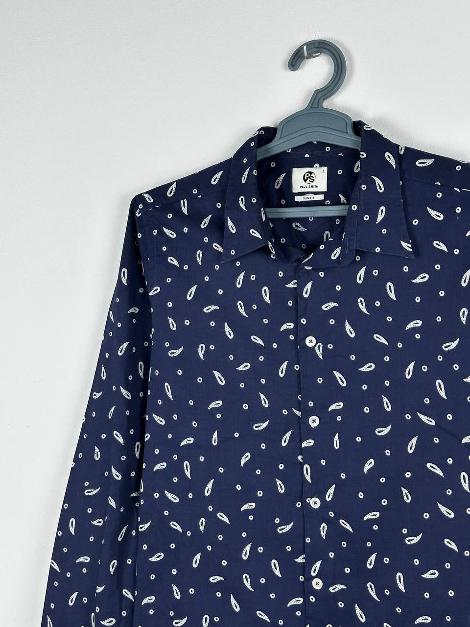Designer × Paul Smith Paul Smith Navy Paisley Printed Luxury Shirt Size US L / EU 52-54 / 3 - 3 Thumbnail