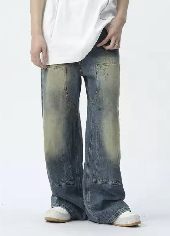 Japanese Brand × Vintage Y2K Men Patched Straight Wide Leg Jean Size US 31 - 2 Thumbnail
