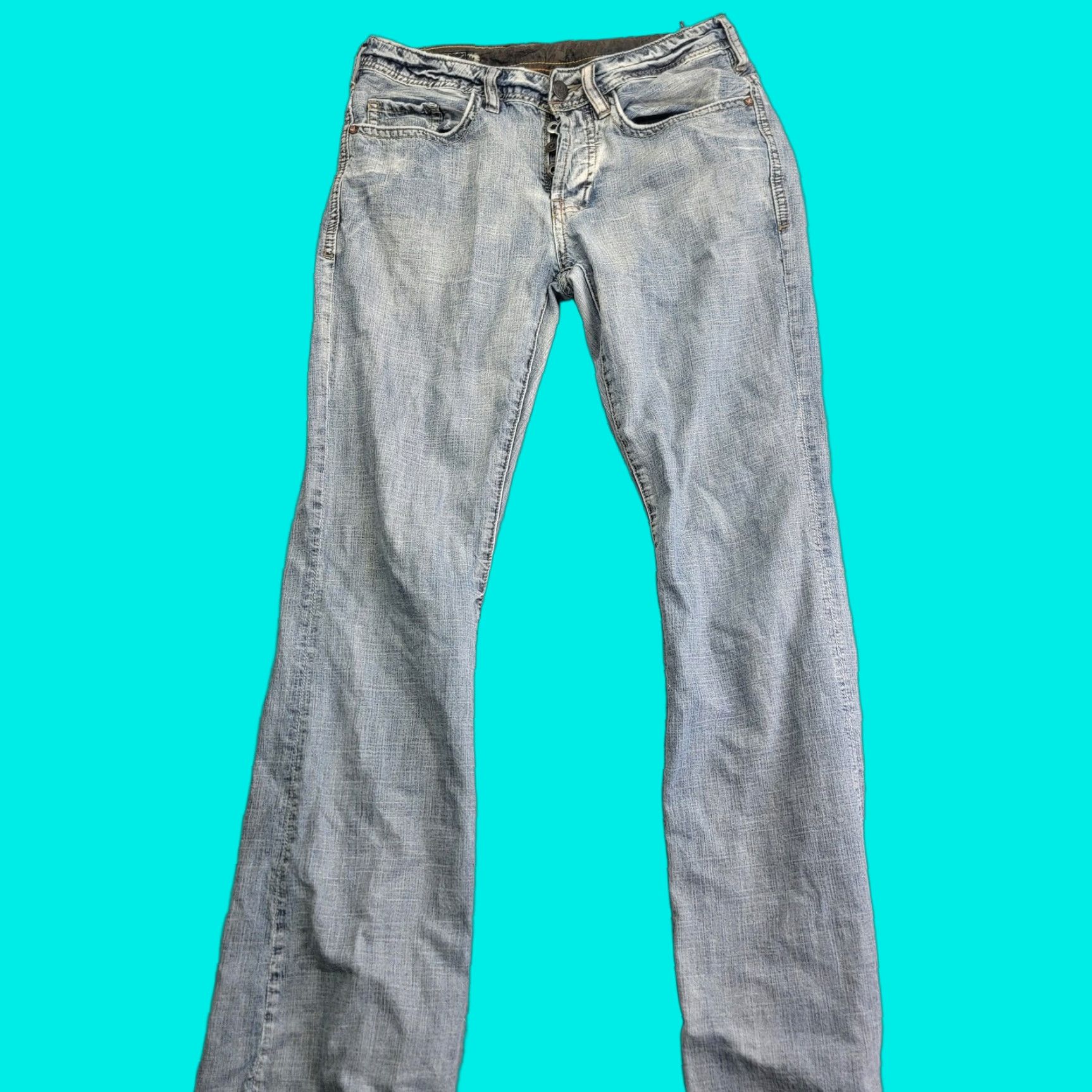 Buffalo David Bitton Buffalo David Bitton Jeans Mens 29x32 Light Wash King Button Fly Distressed Denim Straight Jeans Mens 29x32 Blue Distressed King Size US 29 - 1 Thumbnail