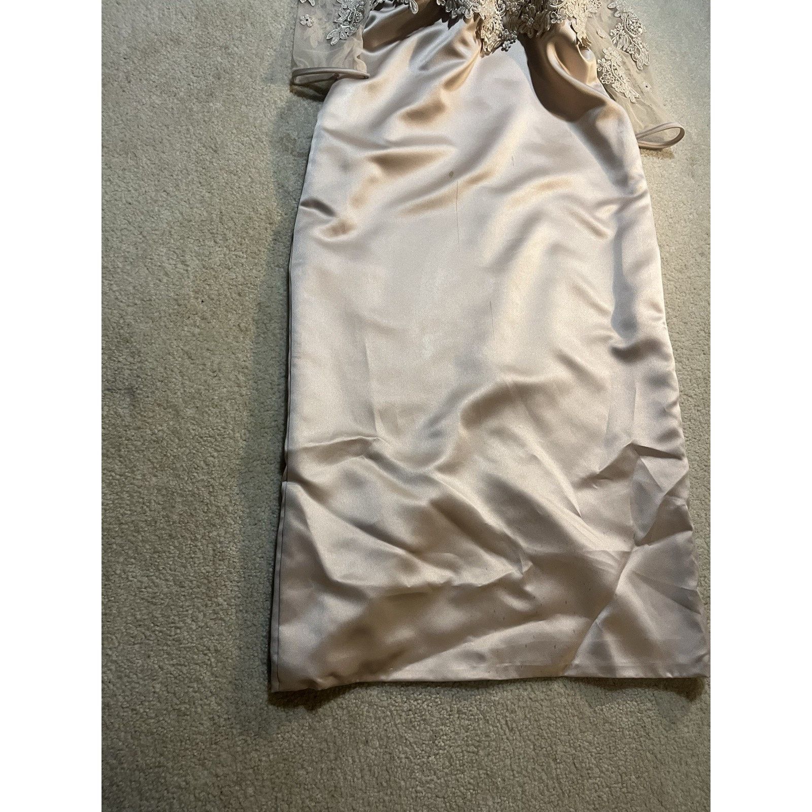 Other Eve of Milady Vintage Champagne Lace Gown Beaded Bodice Long Size L / US 10 / IT 46 - 2 Thumbnail