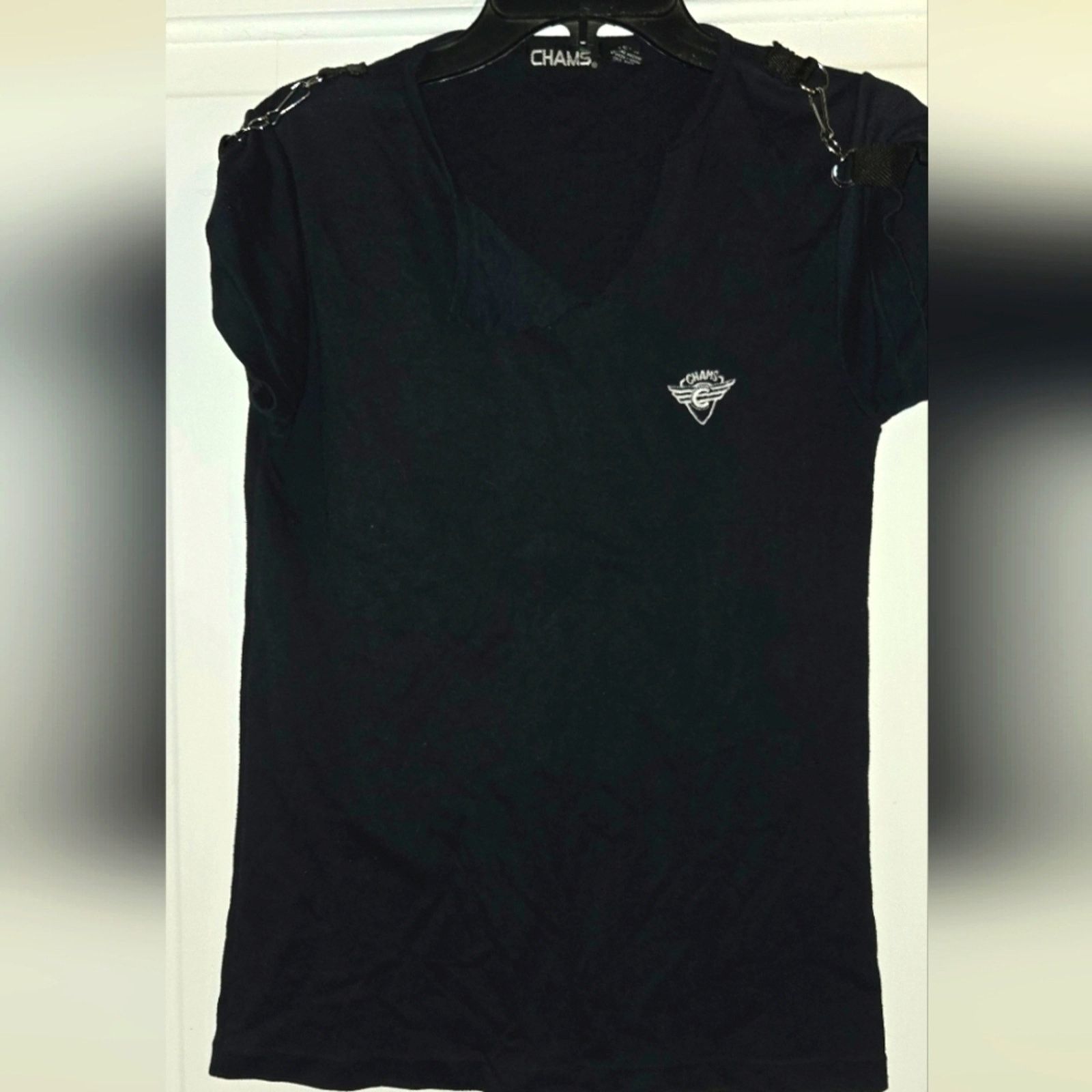 Other 80s Chams Black Thrashed Neck Buckle Shoulder Shirt Size S Size S / US 4 / IT 40 - 1 Thumbnail