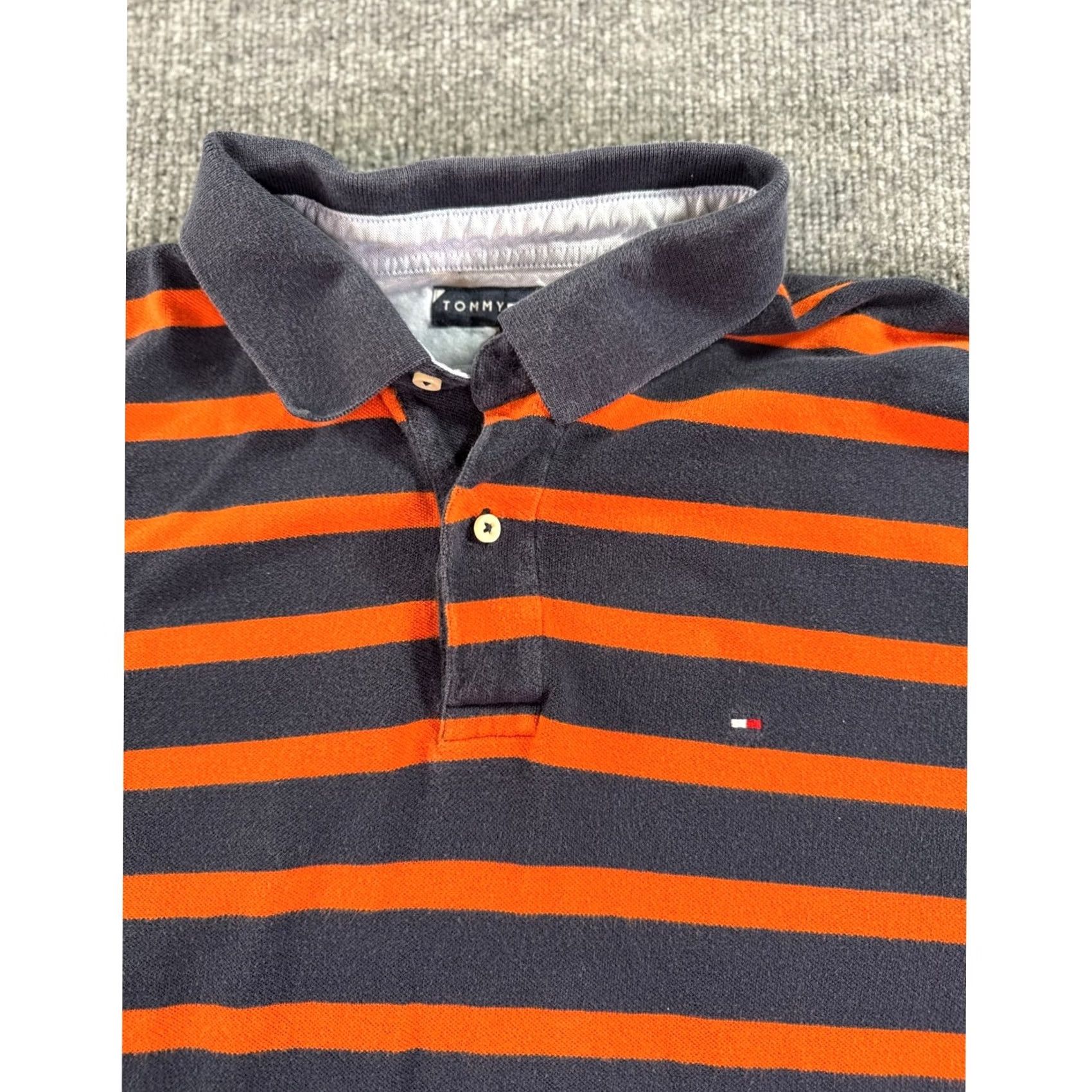 Tommy Hilfiger Tommy Hilfiger Shirt Mens XL Polo Rugby Navy Orange Striped Long Sleeve Cotton Size US XL / EU 56 / 4 - 5 Thumbnail