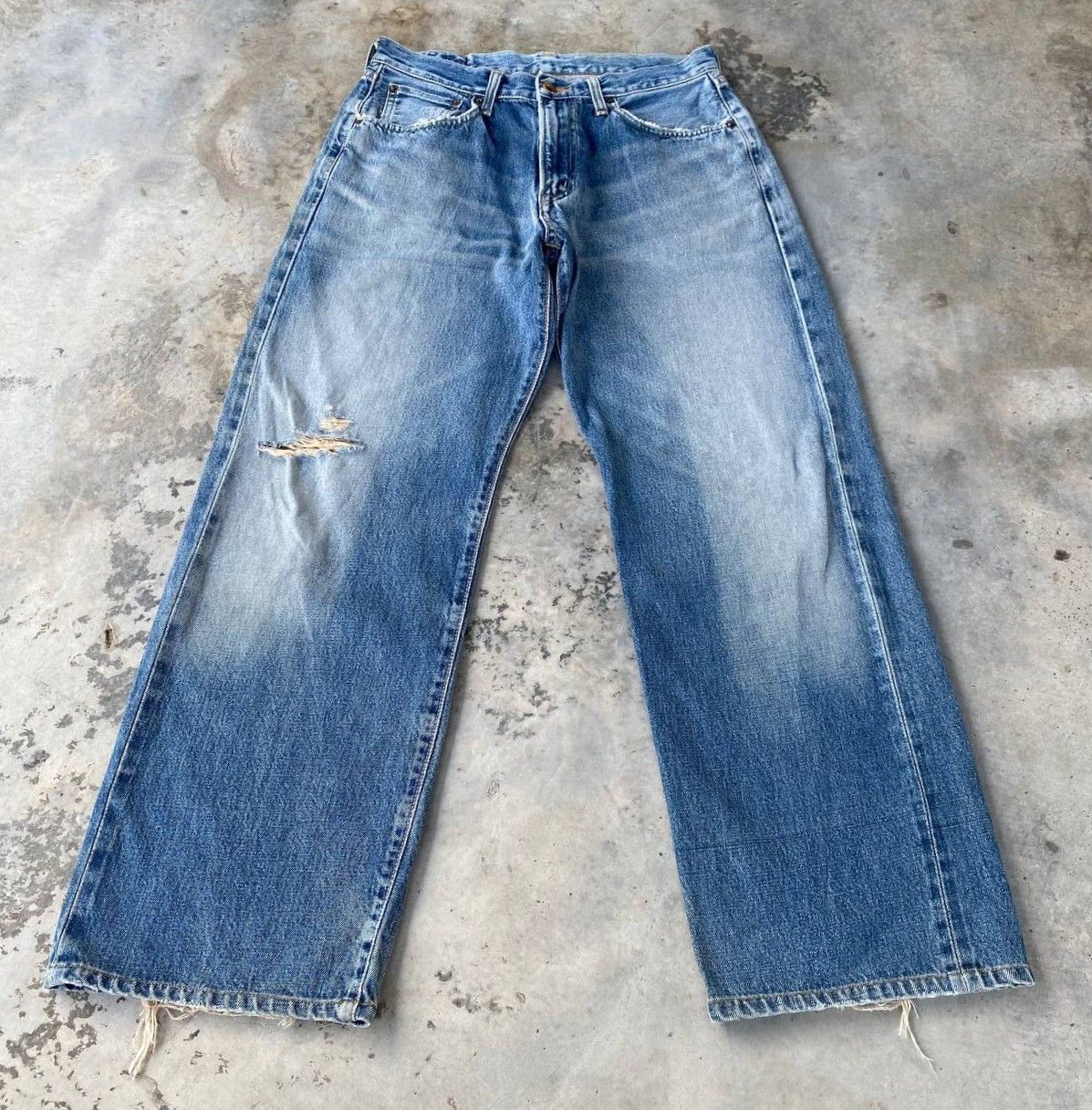 Edwin VTG 90S EDWIN 505 REDLINE GRUNGE BLUEWASH DISTRESSED DENIM Size US 29 - 2 Thumbnail