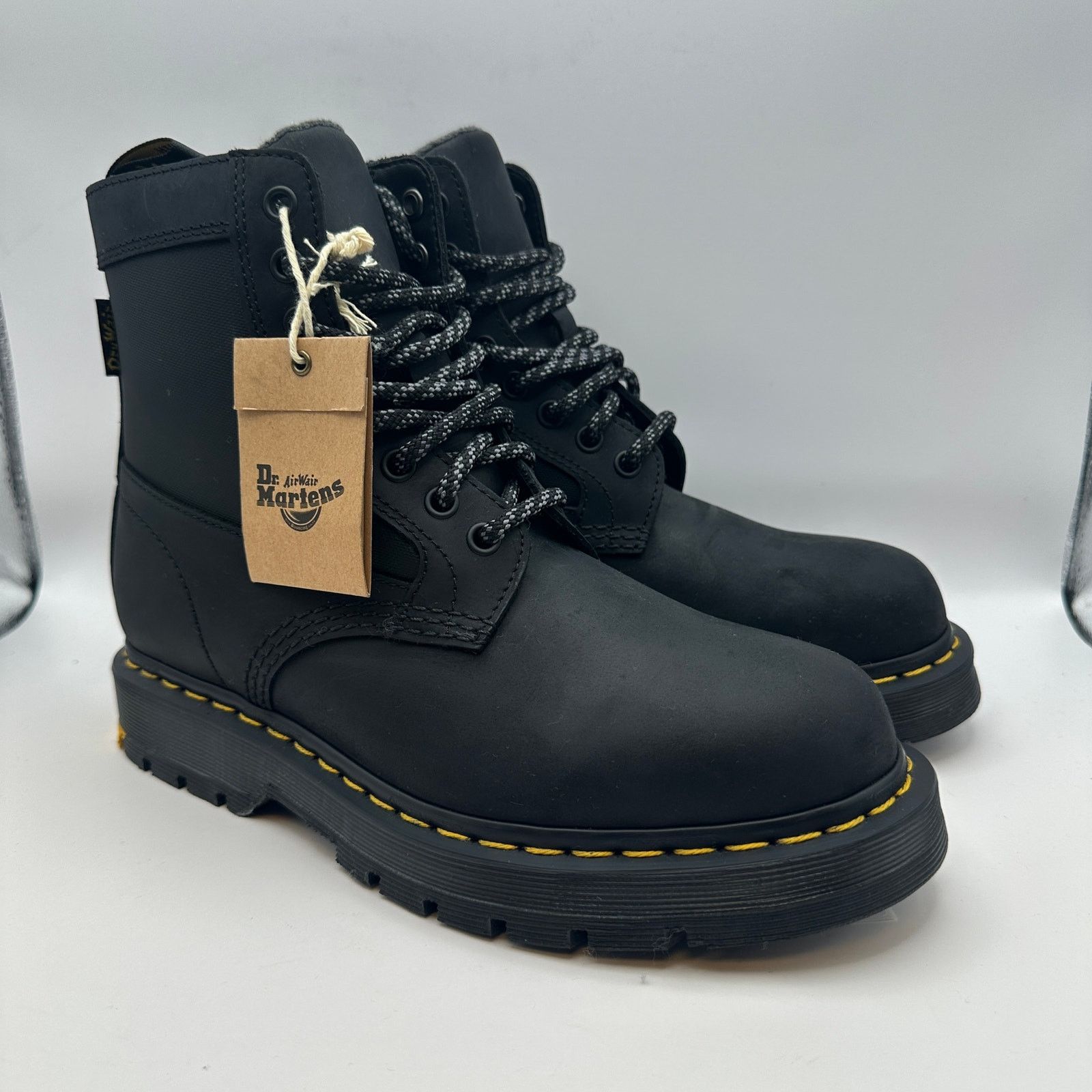 Dr. Martens DR MARTENS Women's 7 1460 TRINITY Boot Black/Yellow Size US 7 / IT 37 - 2 Thumbnail