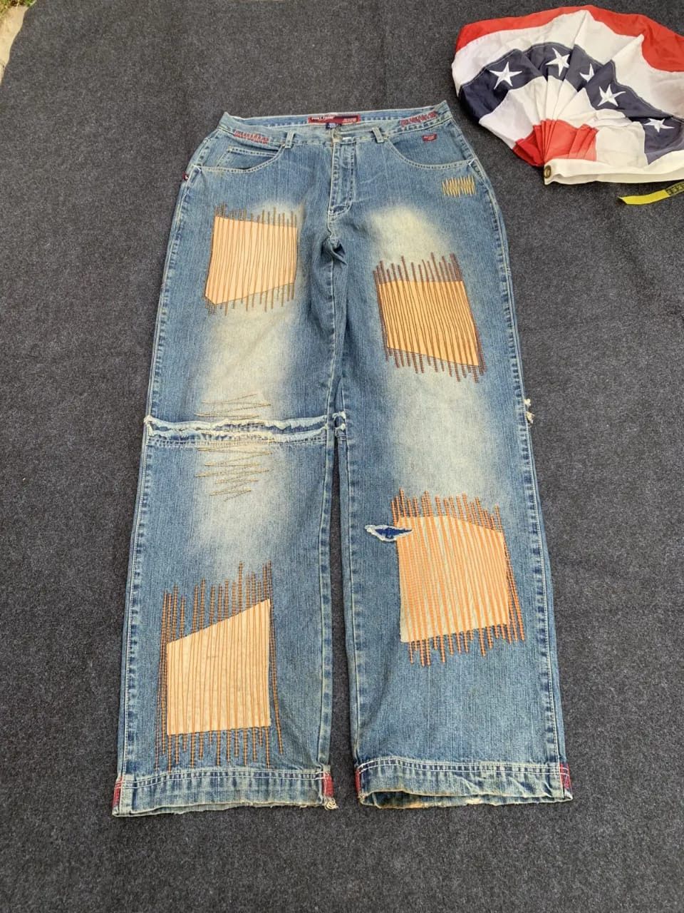 Phat Farm Vintage Phat Farm Baggy Patchwork Jeans – 90s Hip Hop Style Size US 34 / EU 50 - 2 Thumbnail