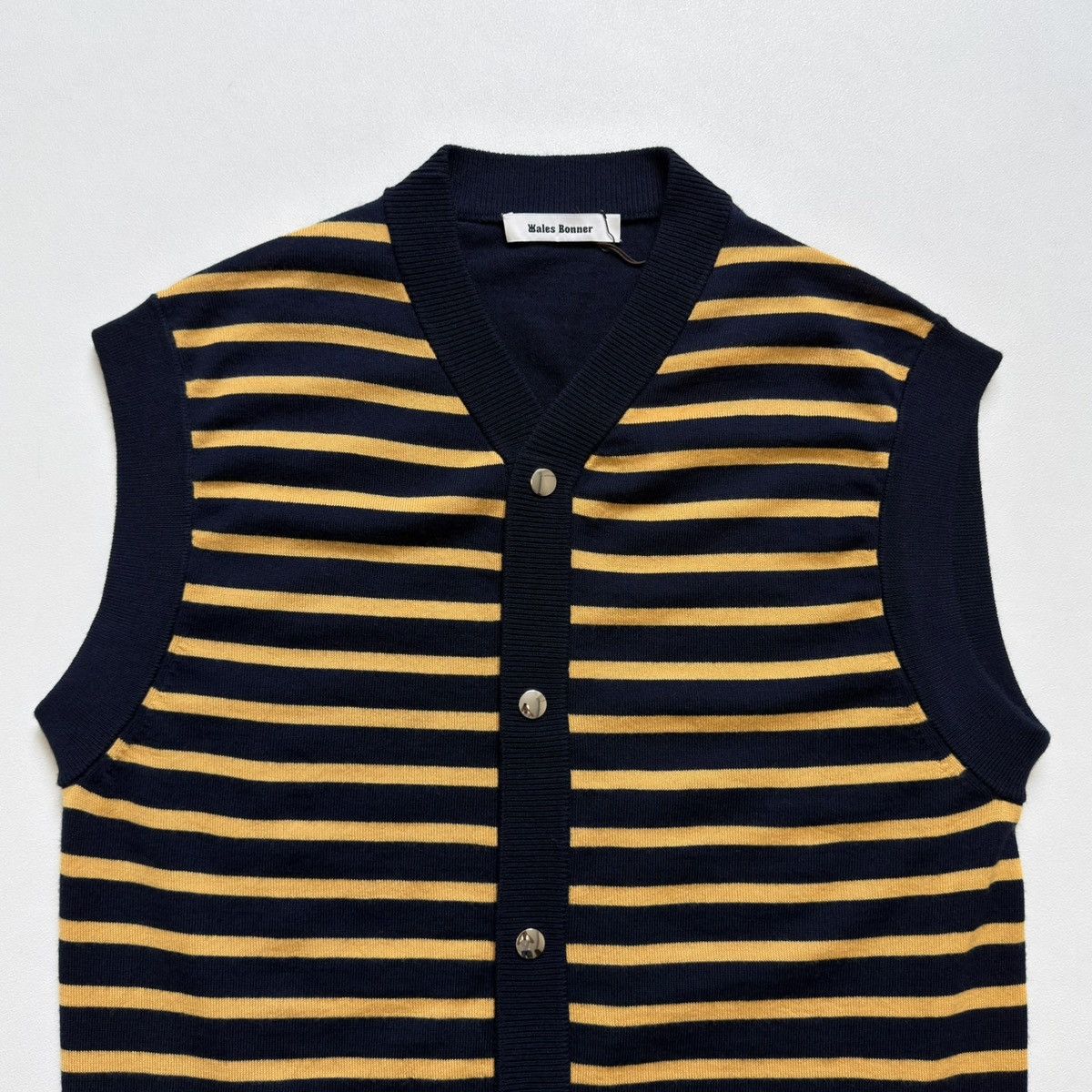 Wales Bonner ‘Kamau’ Blue/Yellow Striped Wool Cardigan Size US M / EU 48-50 / 2 - 4 Thumbnail
