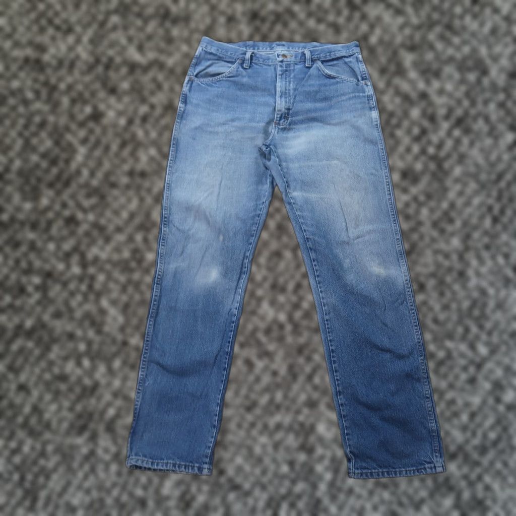 Denime VINTAGE Rustler Jeans Men's 36x34 Blue Denim Regular Fit Straight Leg 5-Pocket Distressed 100% Cotton | Rustler Logo Size US 36 / EU 52 - 1 Thumbnail