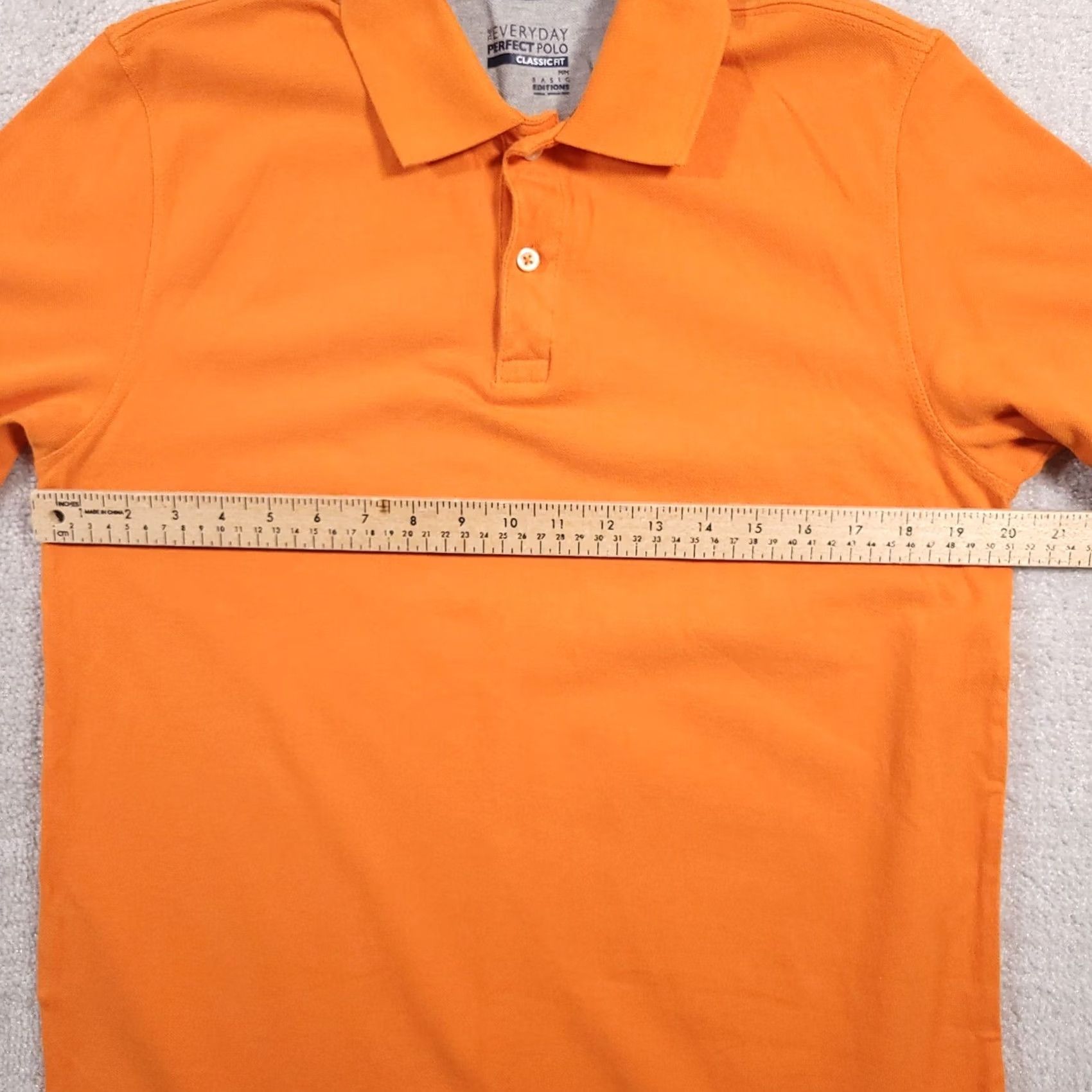 Basic Editions Basic Editions Polo Shirt Mens M Orange Classic Fit Golf Regular Short Sleeve Solid 100% Cotton Vintage No Size US M / EU 48-50 / 2 - 5 Thumbnail