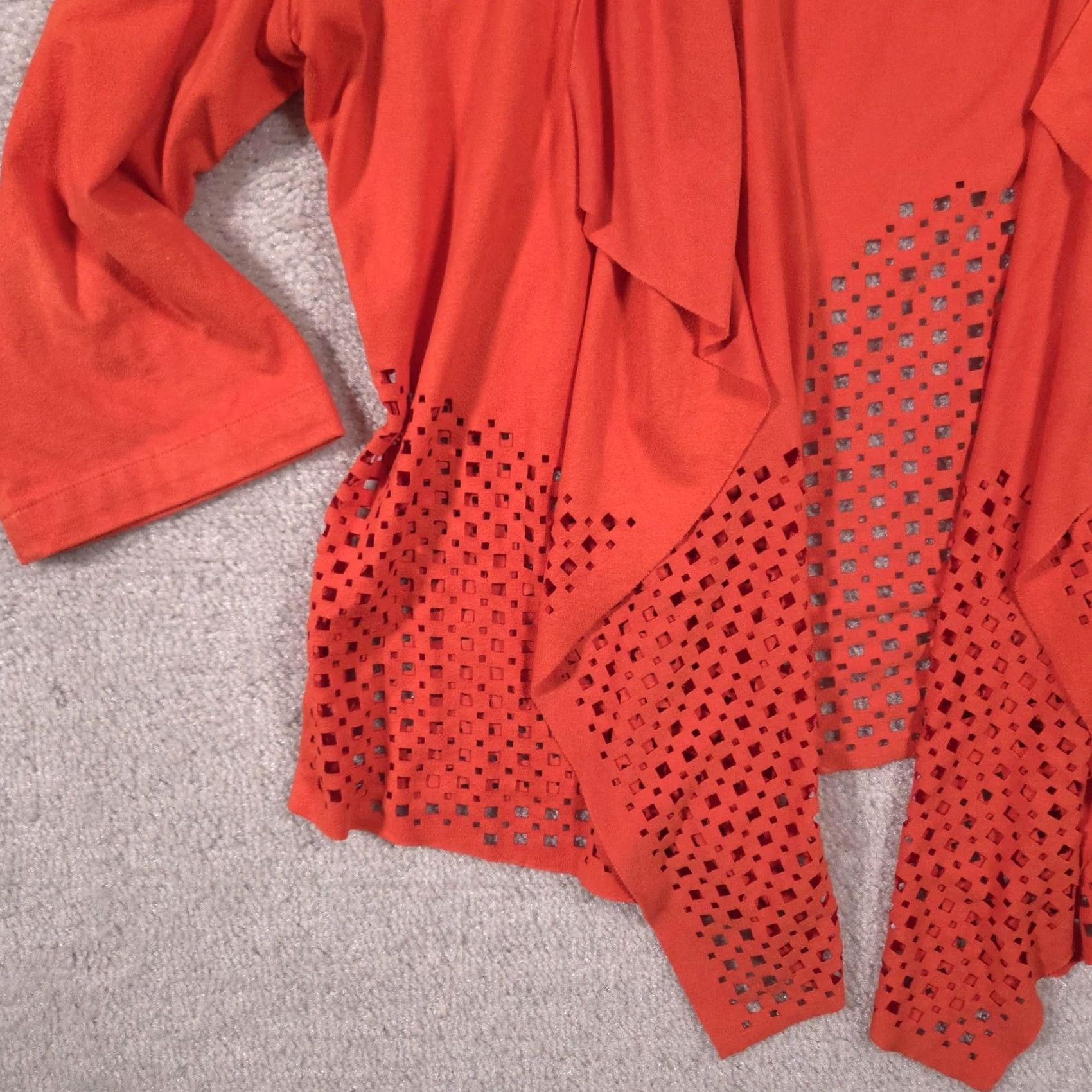Vintage Chico's Cardigan Sweater Womens 3 Orange Open Front Lightweight Knit Cardigan Dressy-Casual Spring Travel Womens Size XS / US 0-2 / IT 36-38 - 3 Thumbnail