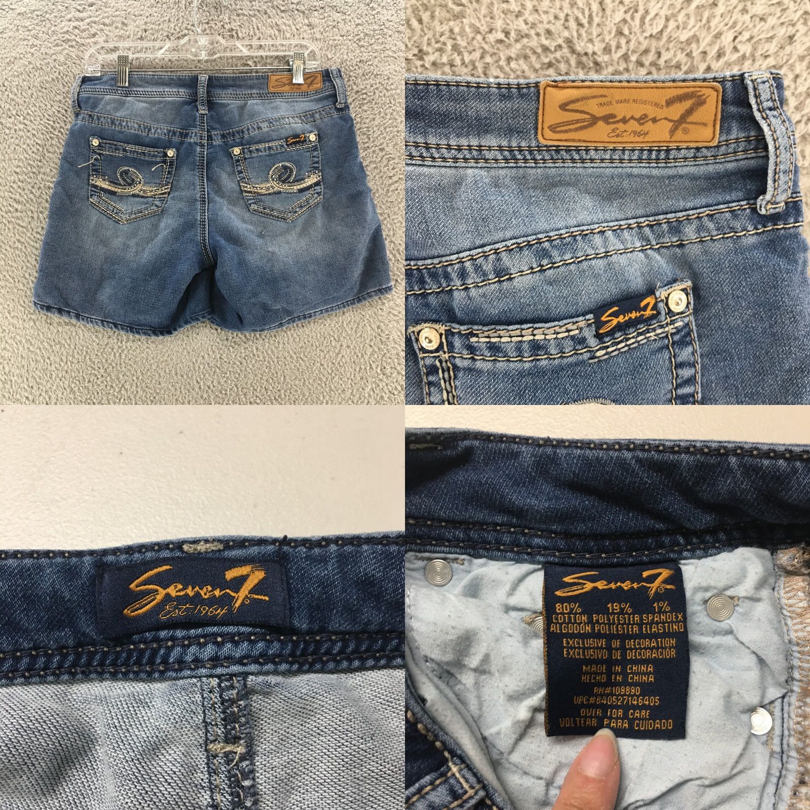 Vintage Seven7 Bermuda Shorts Womens 4 Blue Medium Wash Denim Low Rise Embroidered Zip Bermuda shorts Womens 4 Blue Medium Wash Denim Low Rise Embroidered Zip Size 27" / US 4 / IT 40 - 8 Thumbnail