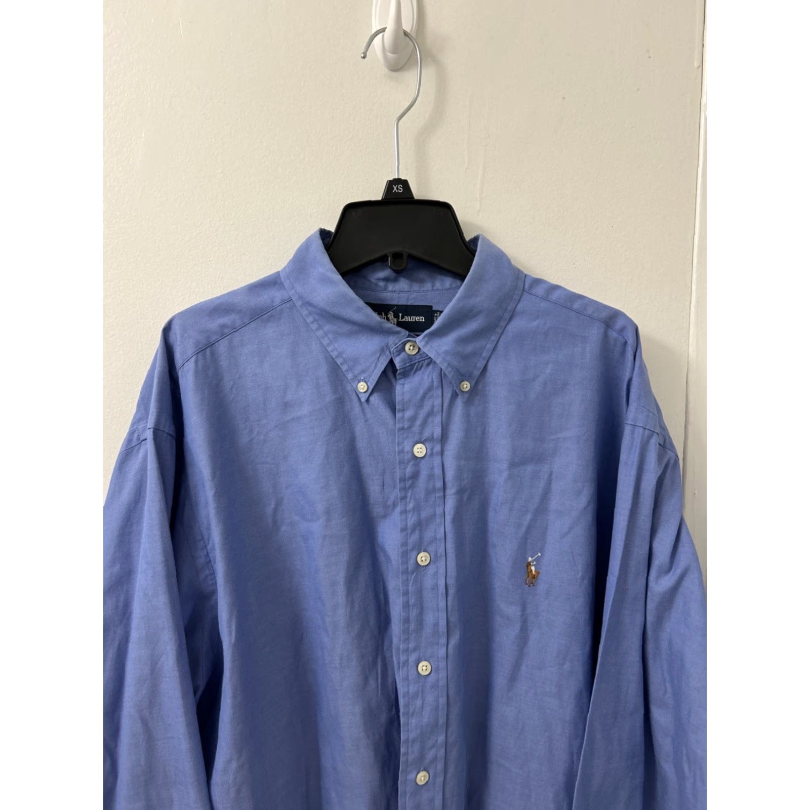 Polo Ralph Lauren Ralph Lauren Shirt Mens 17-35 Blue Button-Down Long Sleeve Pinpoint Oxford L/S Collared Button-Up Regular Size US XL / EU 56 / 4 - 2 Thumbnail