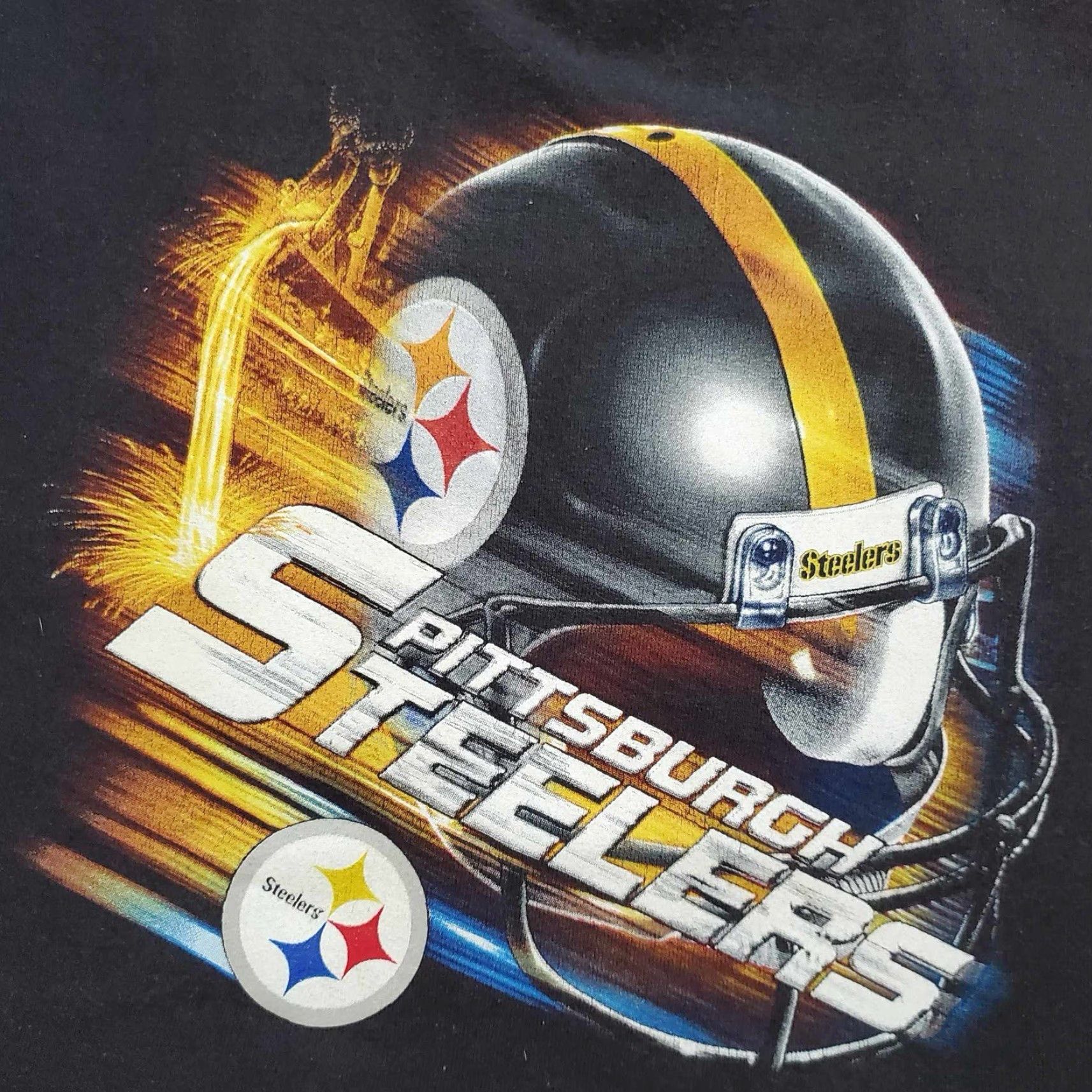 Vintage VINTAGE Pittsburgh Steelers Sweatshirt 2XL Black Mens 90s Y2K Distress Boxy Crewneck Grunge Size US XXL / EU 58 / 5 - 2 Thumbnail