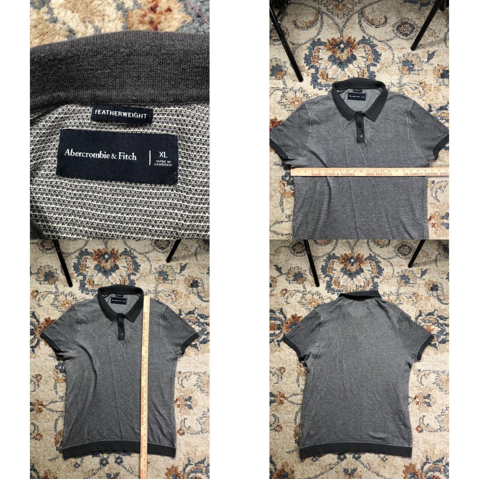 Abercrombie & Fitch Abercrombie & Fitch Featherweight Polo Shirt Mens XL Gray Geometric Knit Golf Shirt Size US XL / EU 56 / 4 - 8 Thumbnail