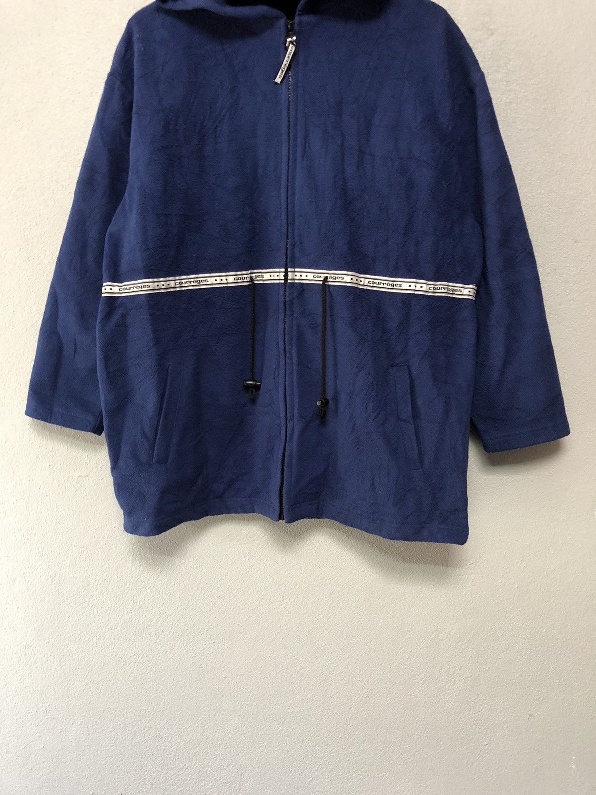 Courreges Courreges Fleece Jacket With Hoodie Big Logo Zipper Size US S / EU 44-46 / 1 - 5 Thumbnail