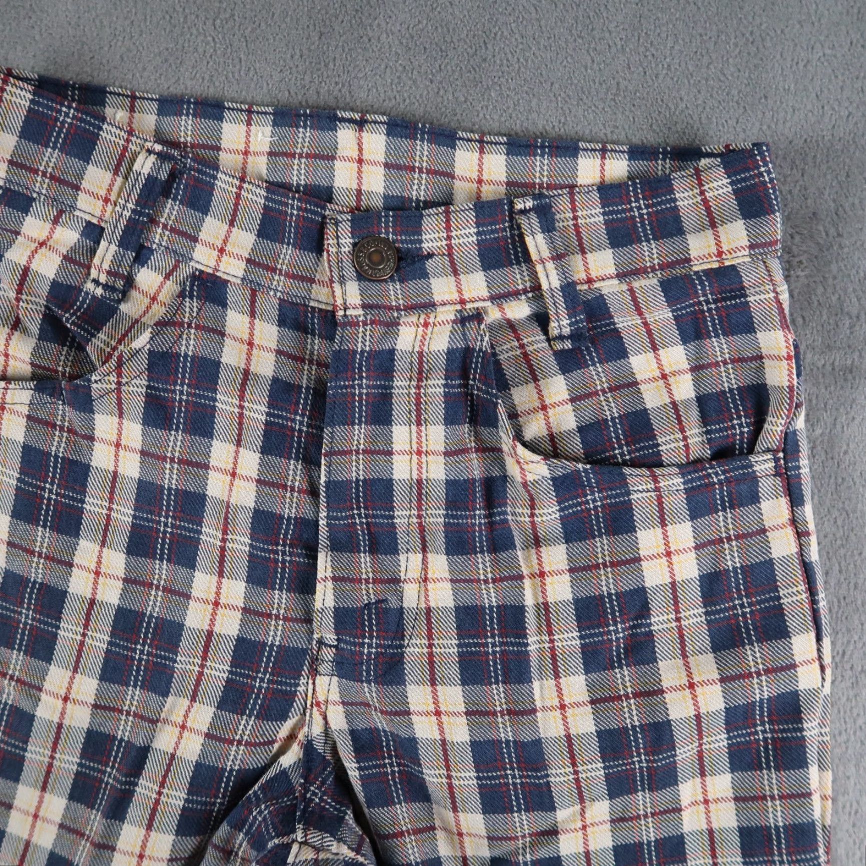 Levi's VTG Levi's 70s Orange Tab Big E Students Sta-Prest Plaid Flare Slacks 25x28 USA Mens Size ONE SIZE - 6 Thumbnail
