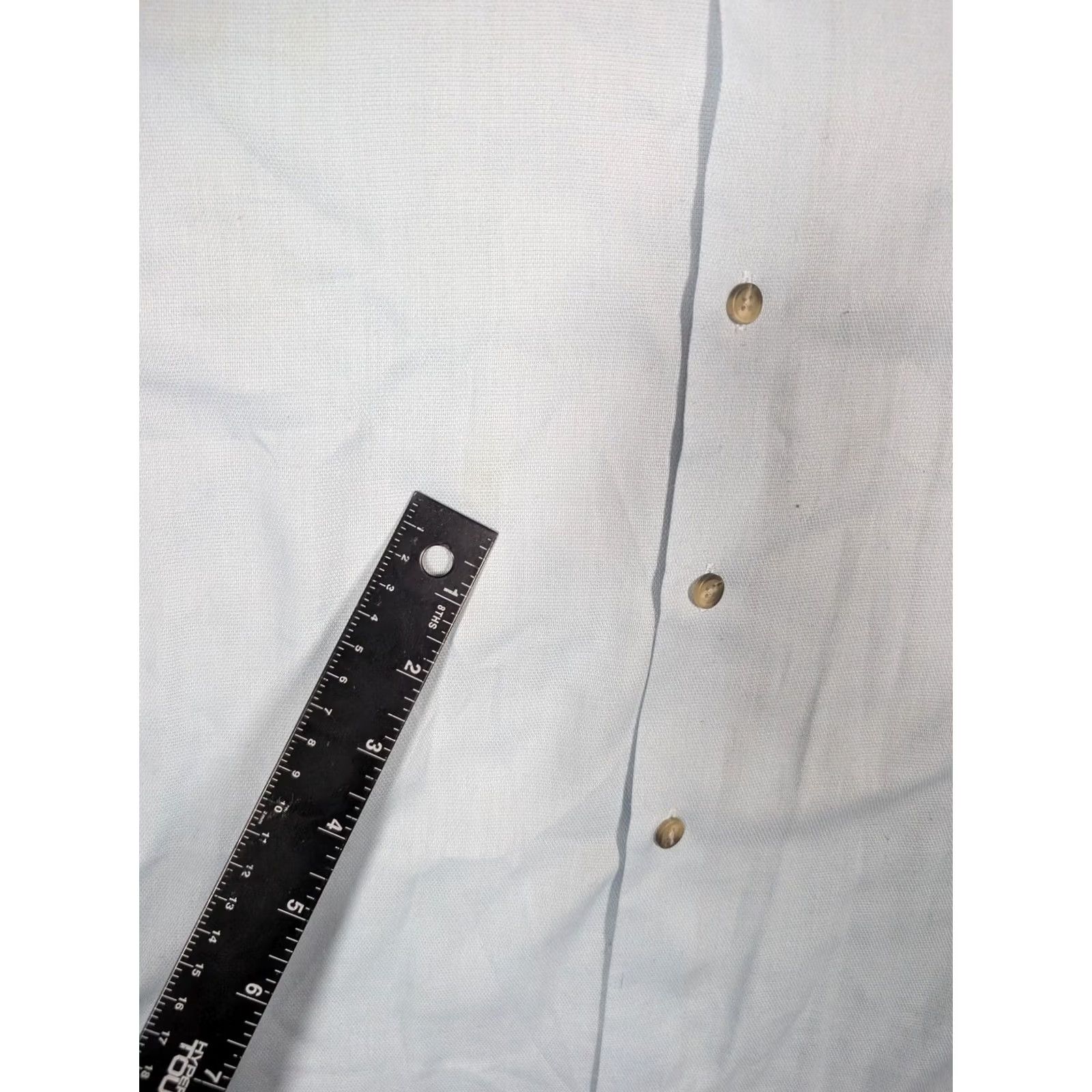 Yves Saint Laurent Yves Saint Laurent Dress Shirt Mens 16.5 34/35 Blue Solid Pocket Long Sleeve Size 42R - 7 Thumbnail