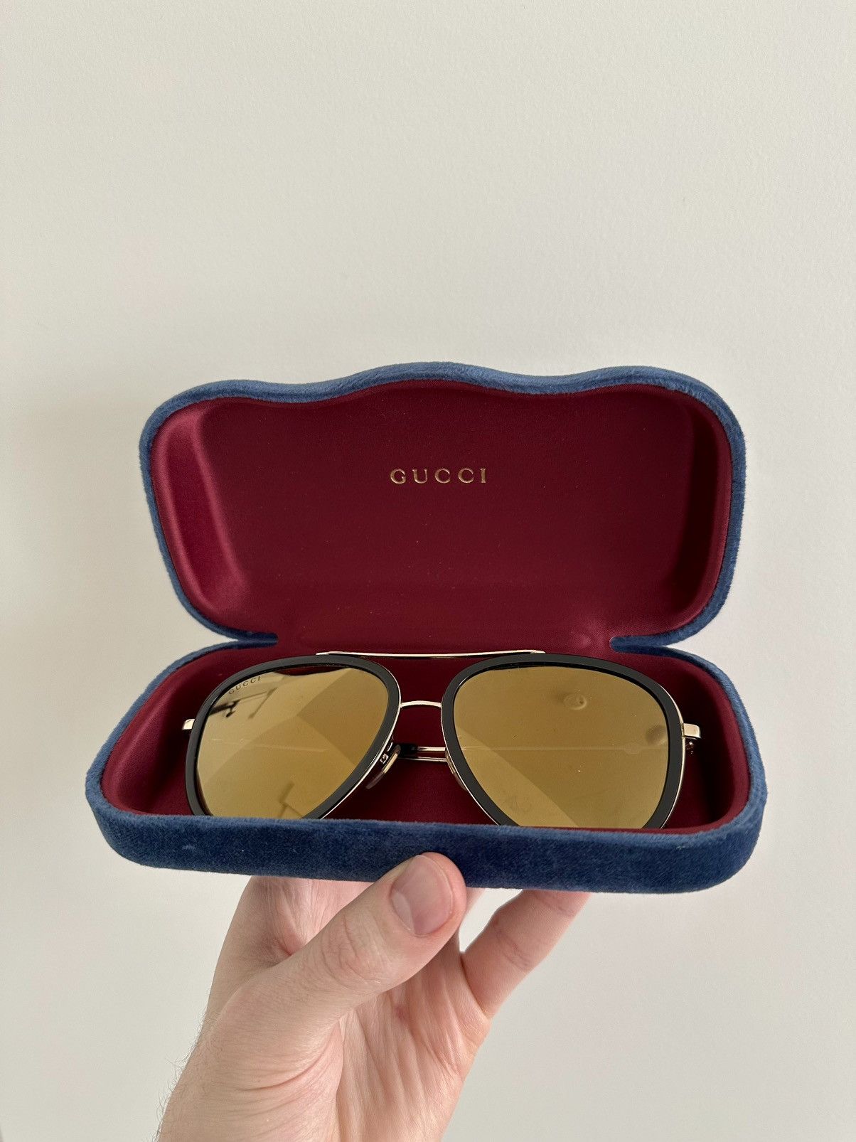 Gucci Gucci Aviator Pilot Sunglasses Gold Black 57mm Size ONE SIZE - 2 Thumbnail